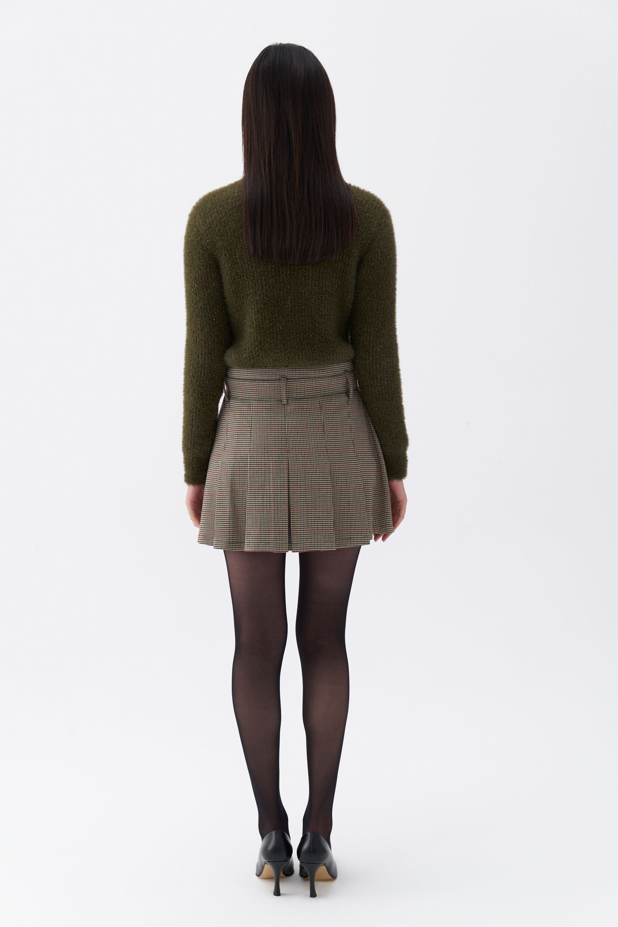 Belted Pleated Mini Skirt (Final Sale)