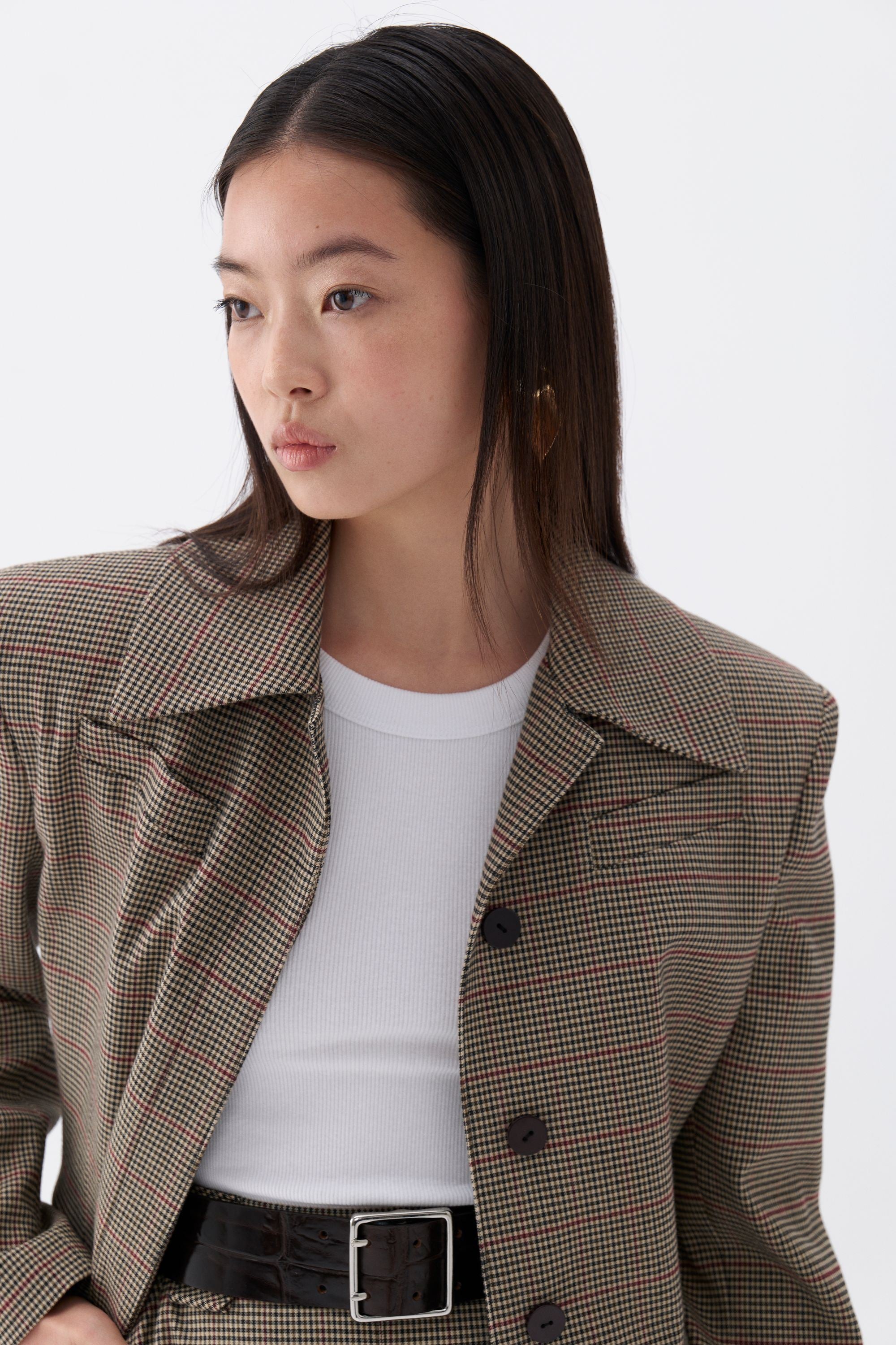 Plaid Padded Shoulder Jacket (Final Sale)