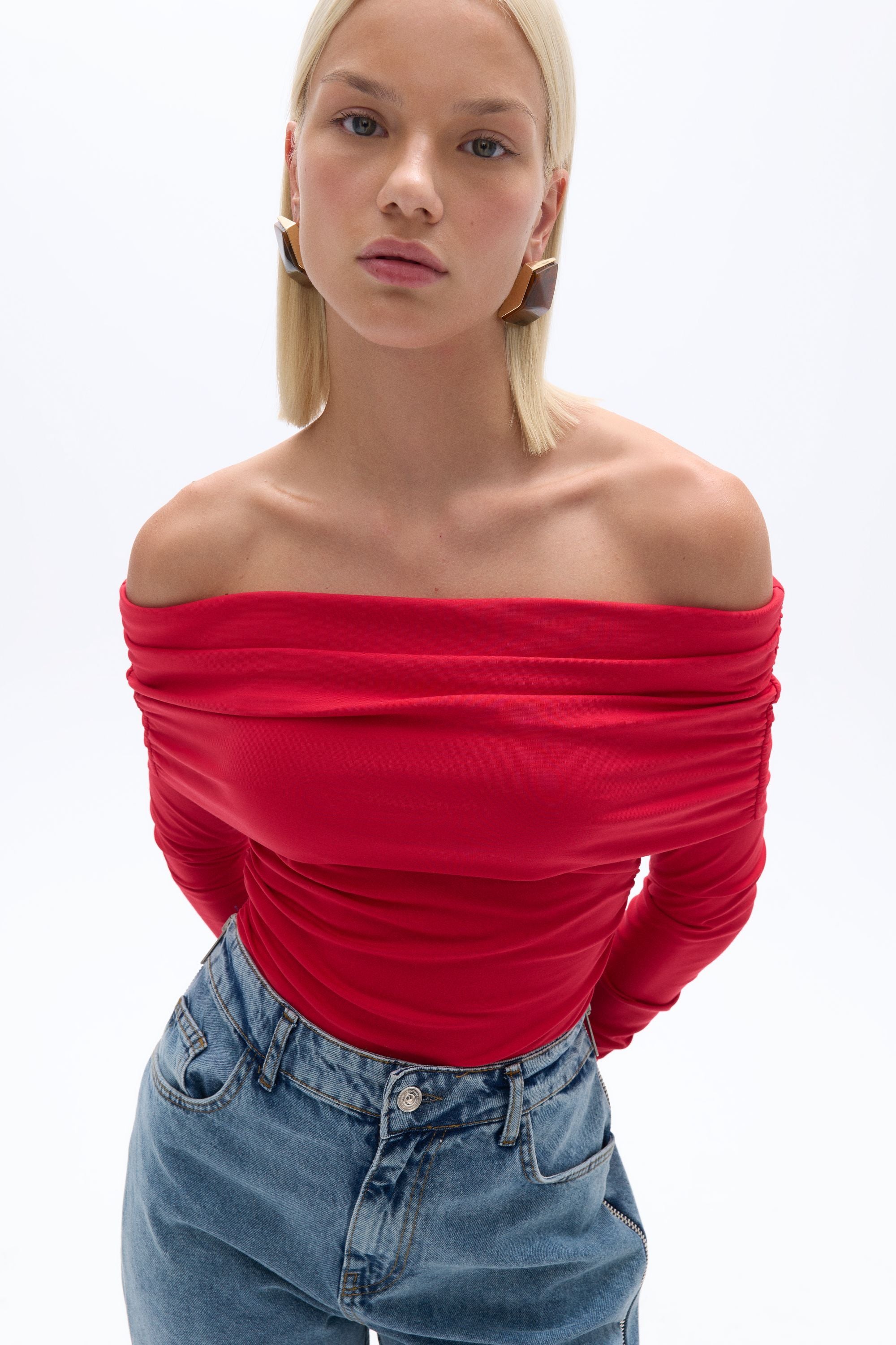 Off Shoulder Blouse with Ruffle Detail (Final Sale)
