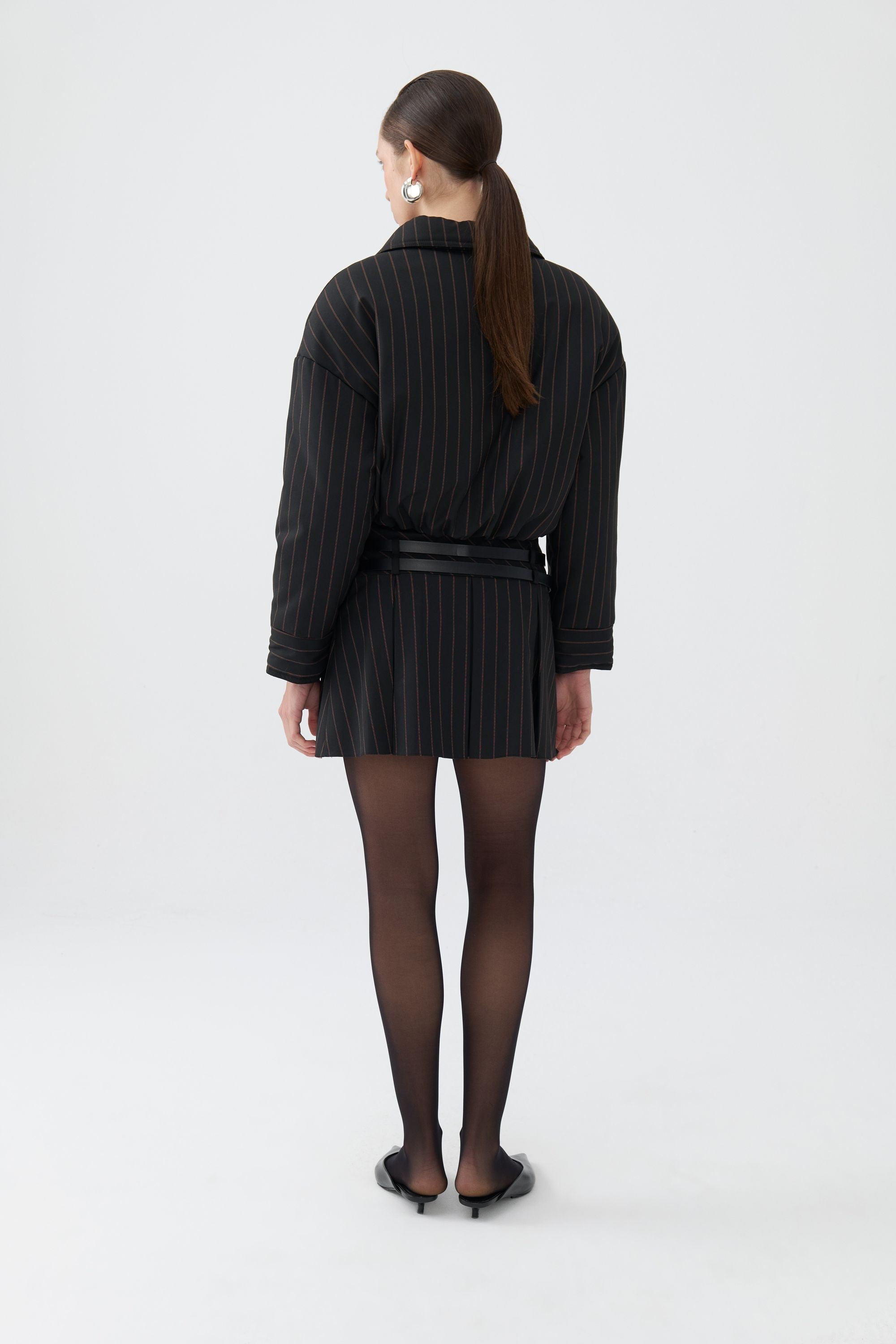 Striped Padded Shoulder Jacket (Final Sale)