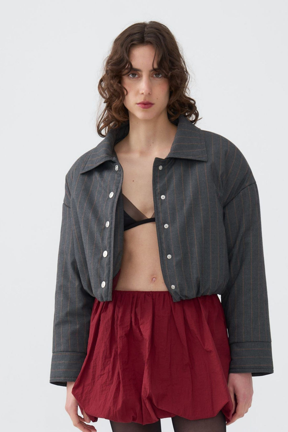 Striped Padded Shoulder Jacket (Final Sale)
