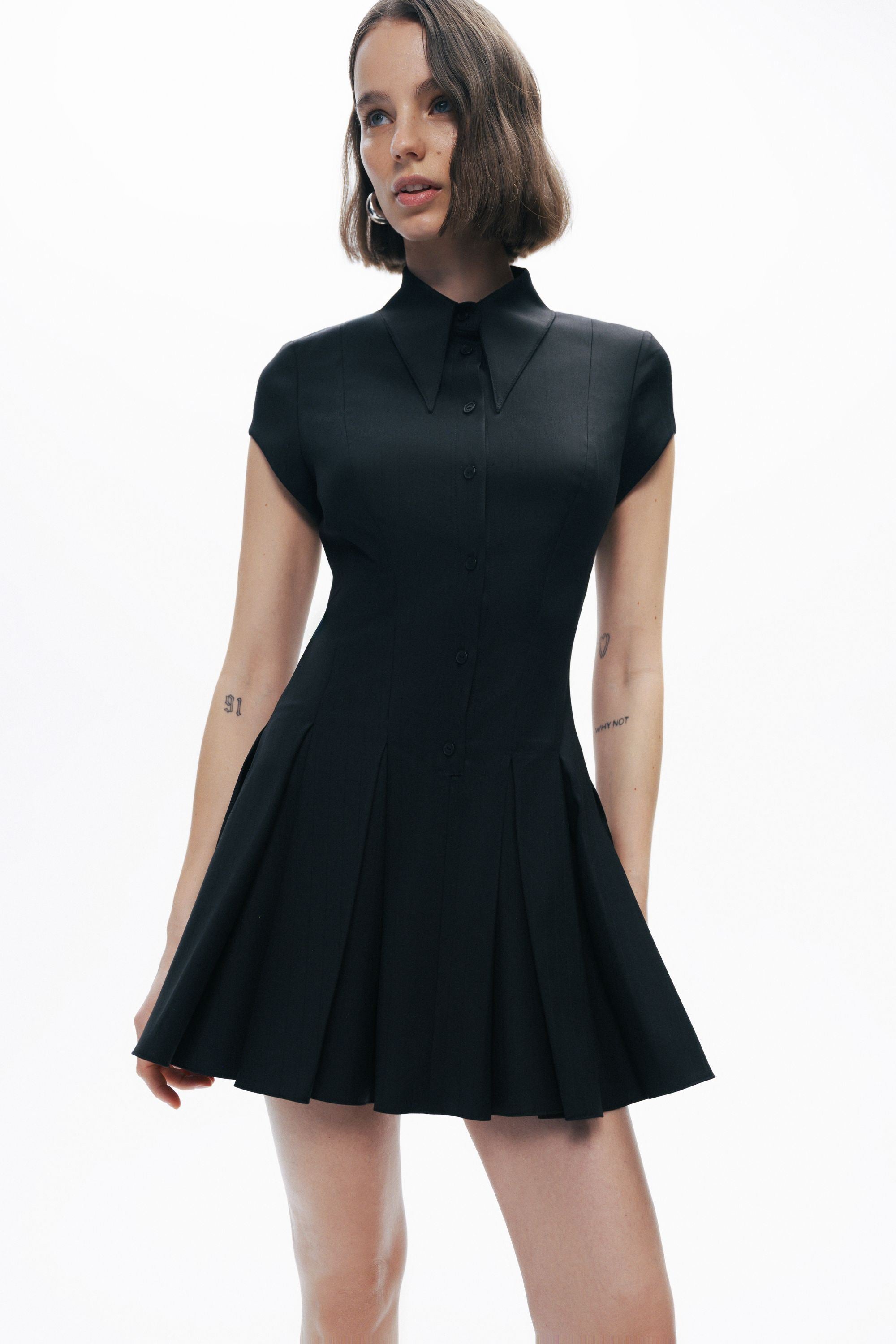 Black Pleated Mini Dress