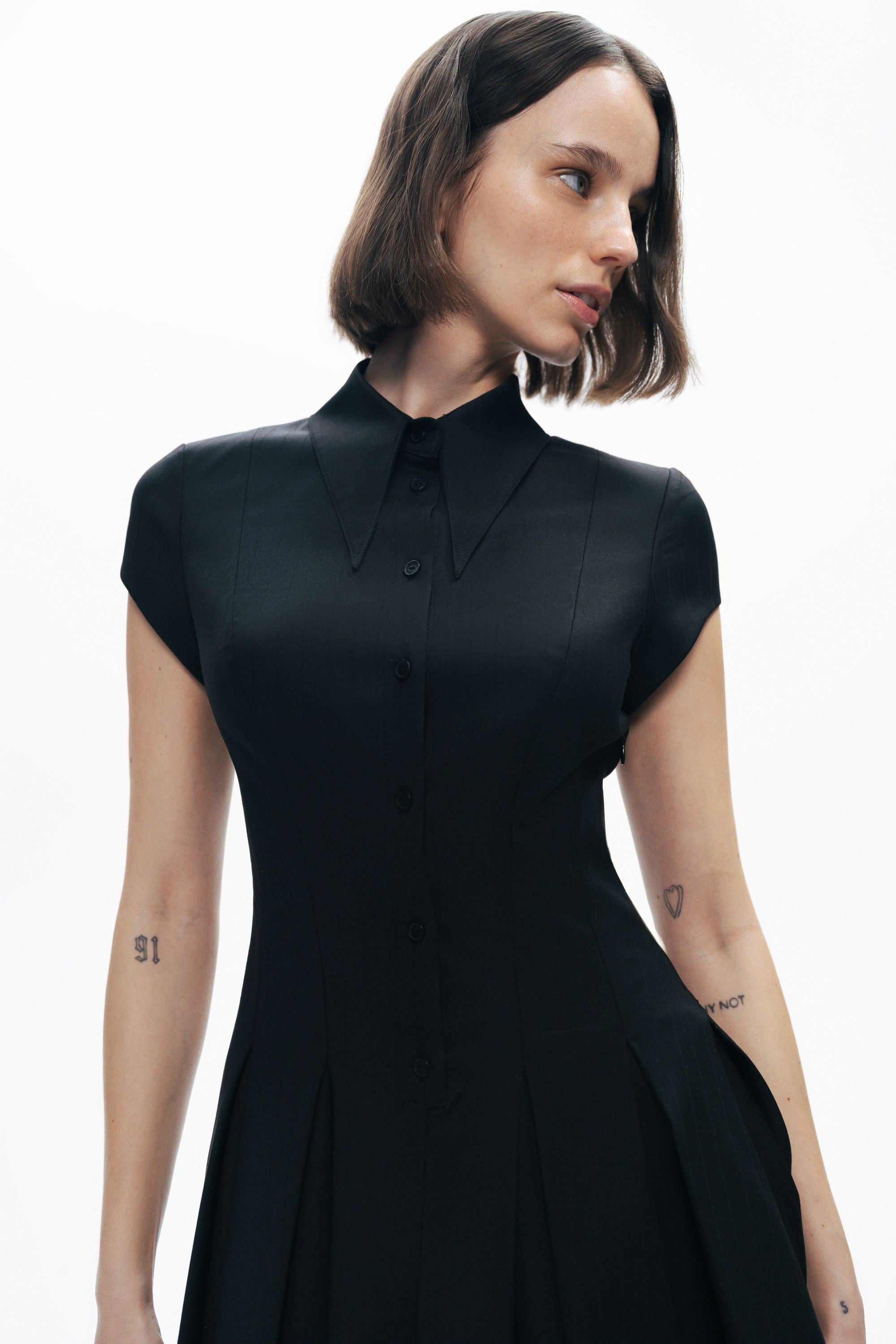 Black Pleated Mini Dress