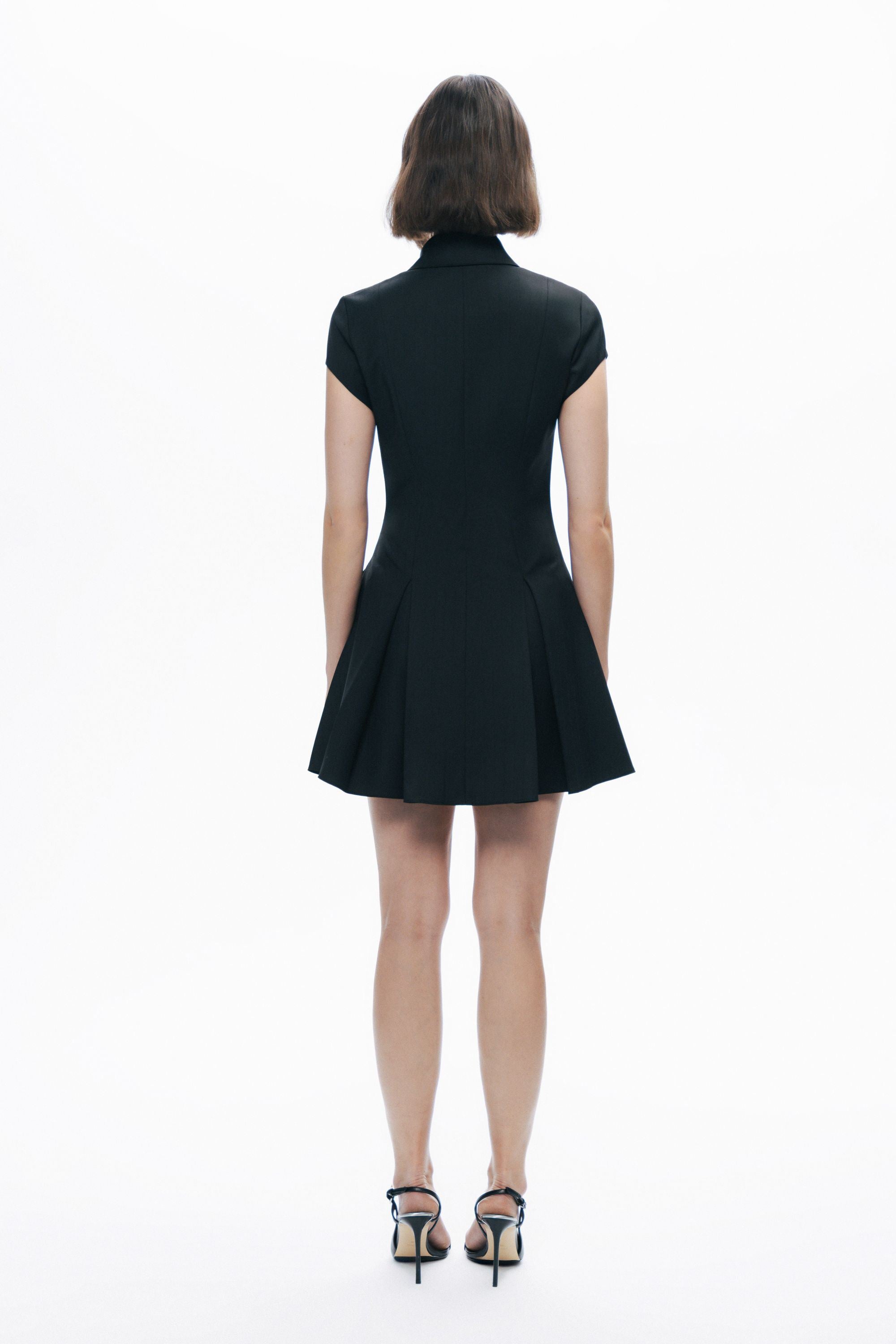 Black Pleated Mini Dress