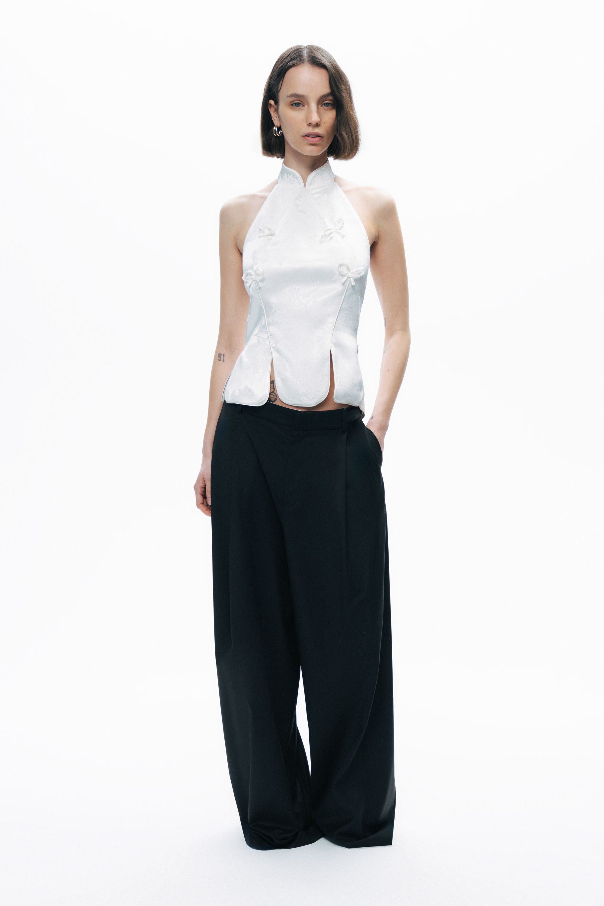 Ecru Blouse with Bow Detail
