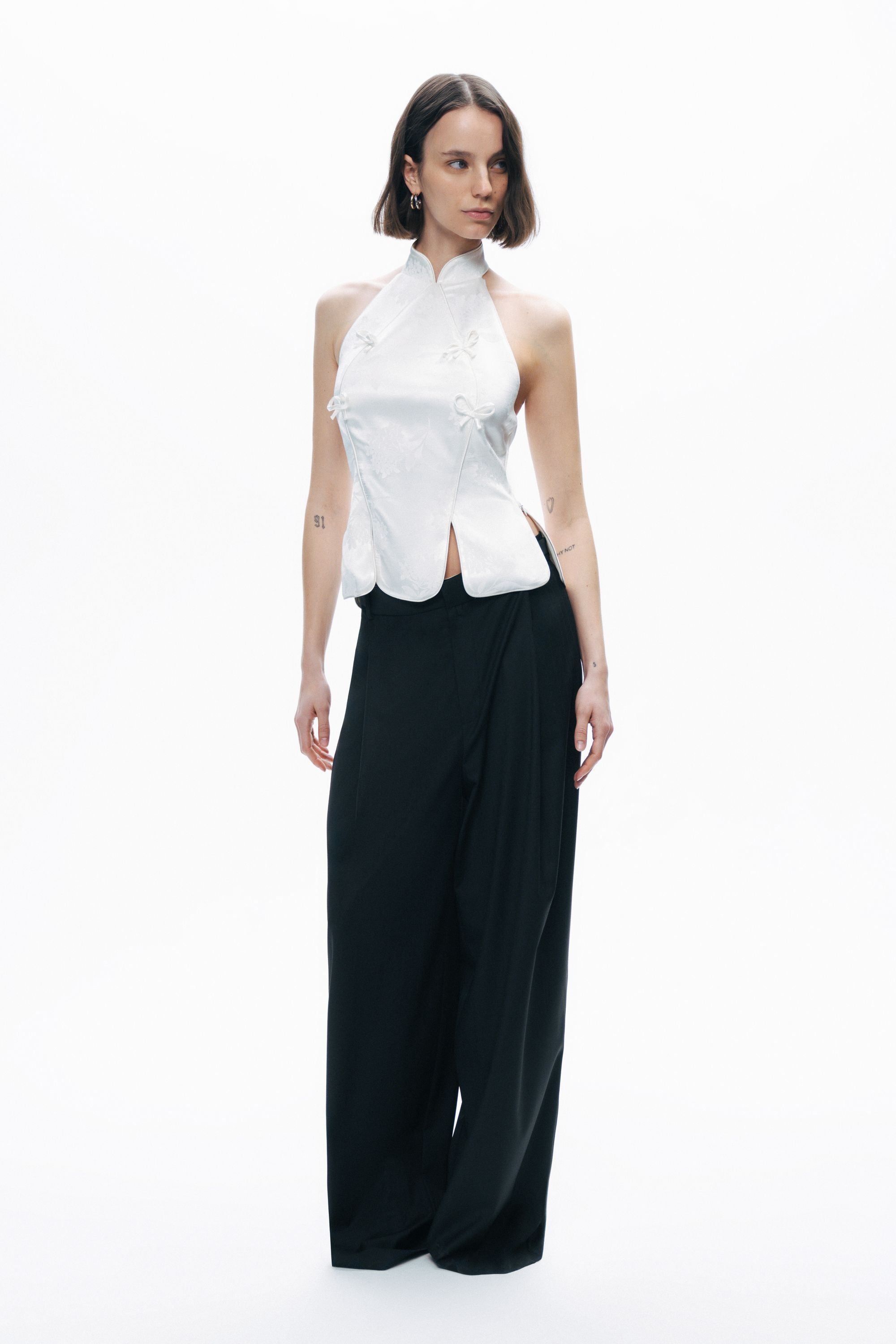 Ecru Blouse with Bow Detail