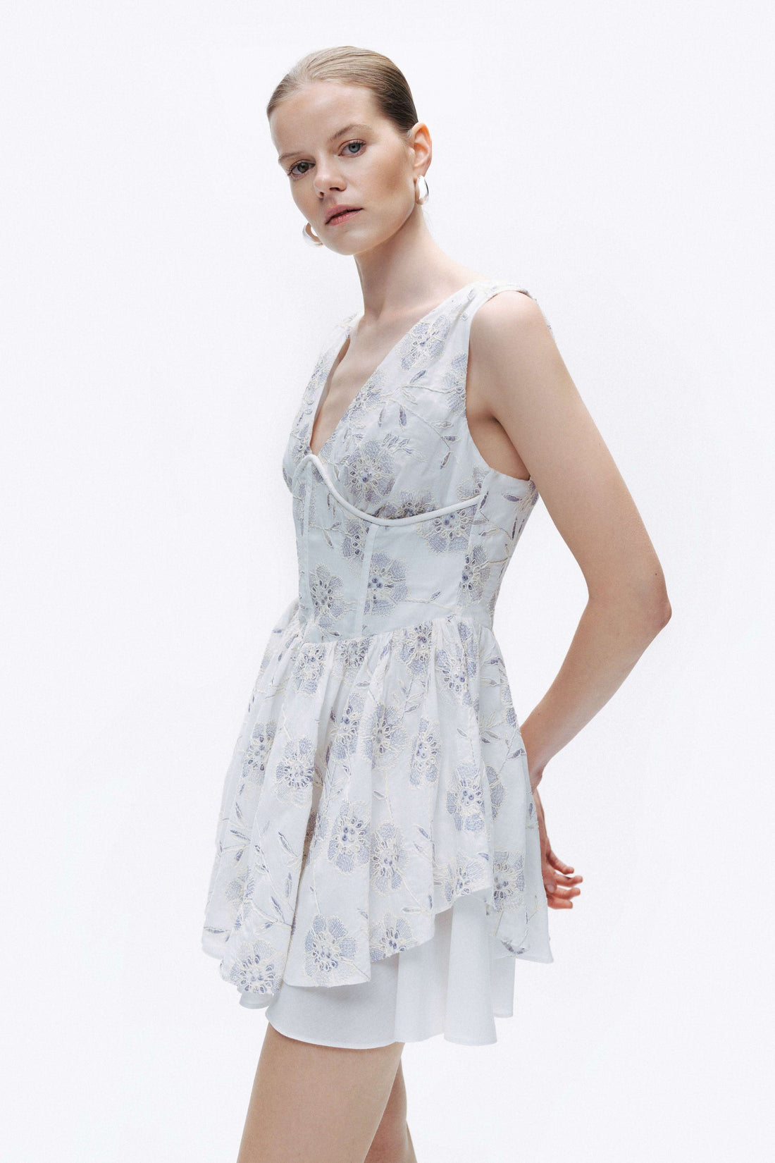 Corset Look Broderie Mini Dress