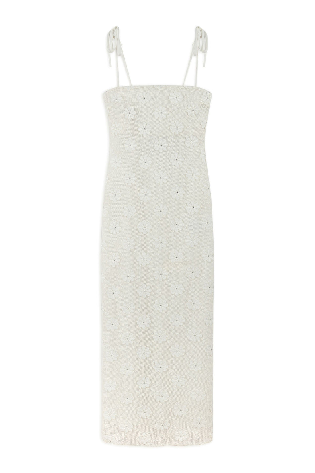 Ecru Stone Embroidered Dress