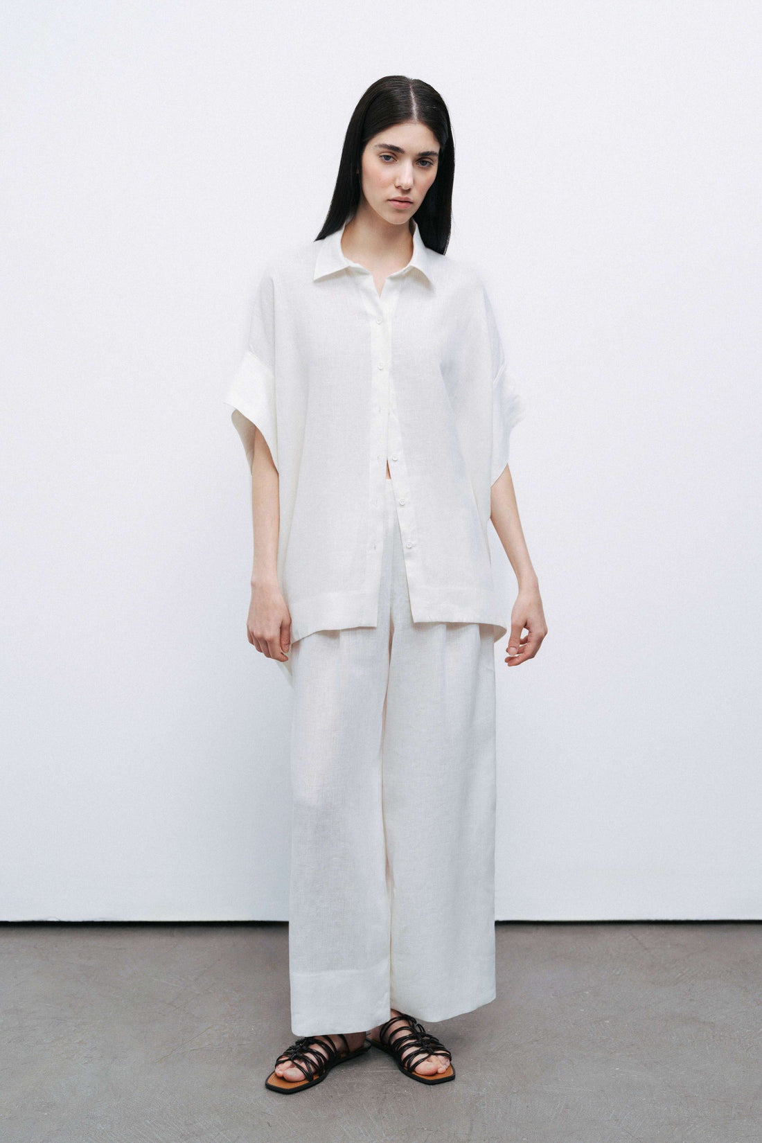 Ecru Flowy Linen Shirt