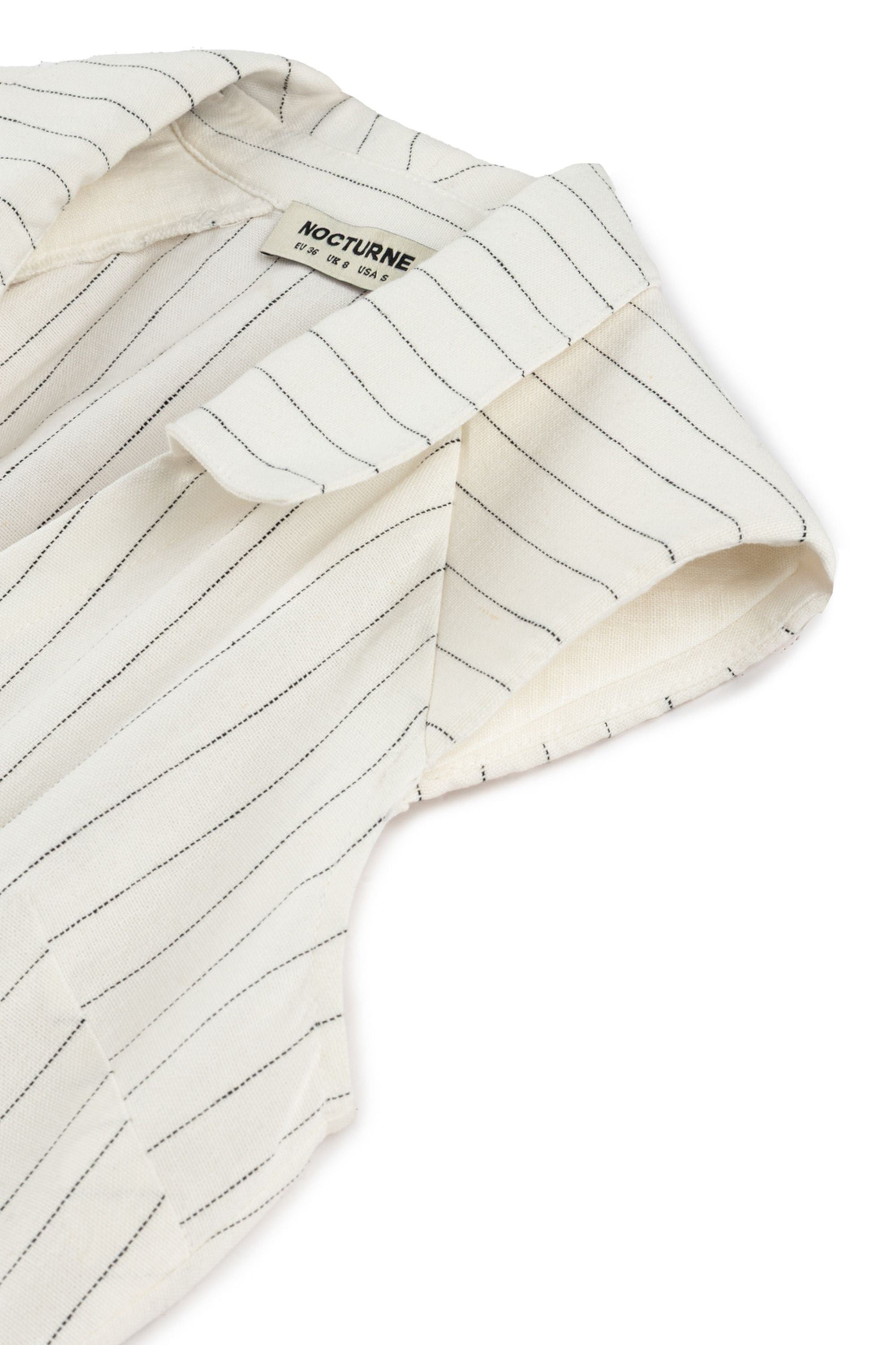 Sleeveless Linen Blend Shirt with Shoulder Pads