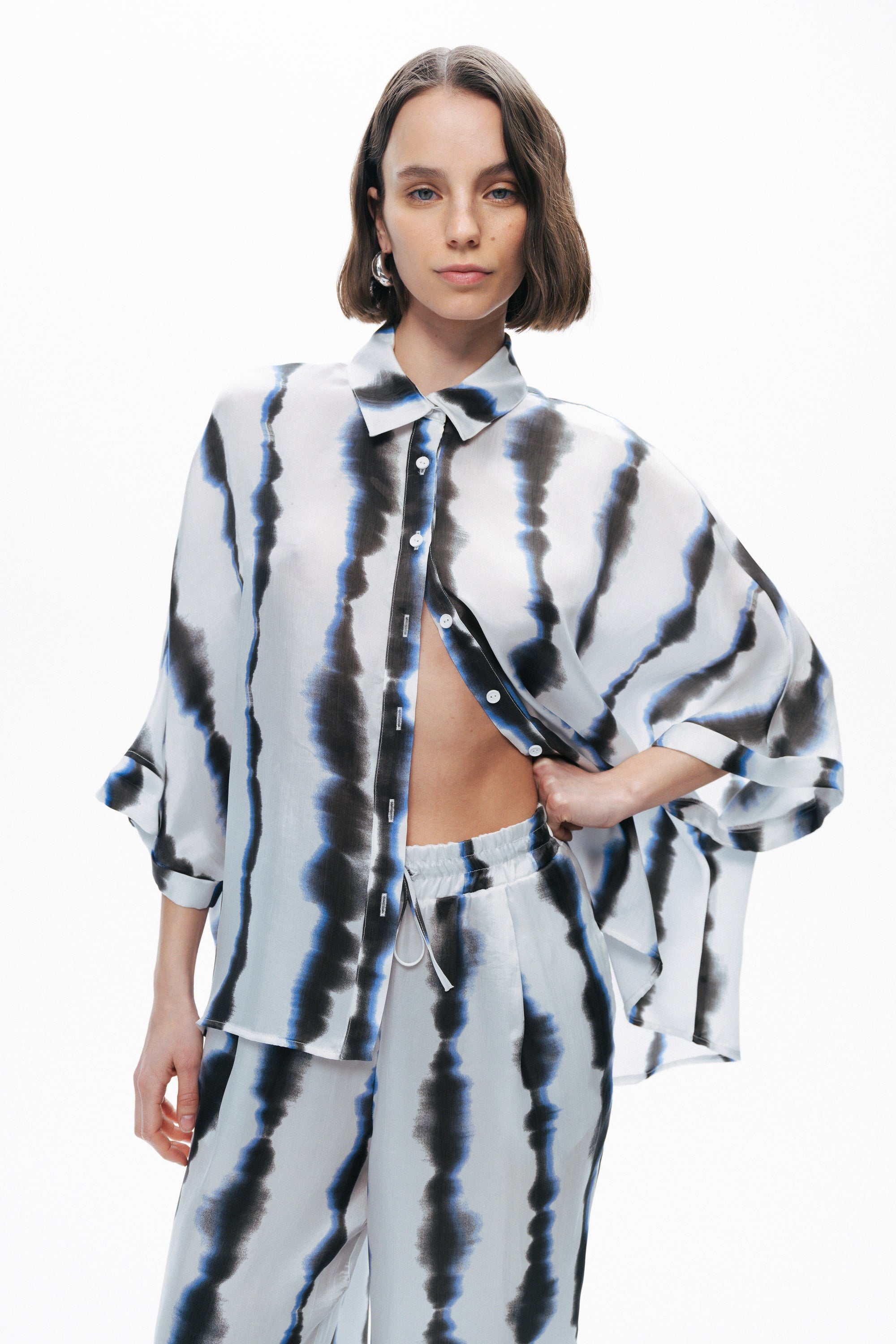 Flowy Tie-Dye Patterned Shirt