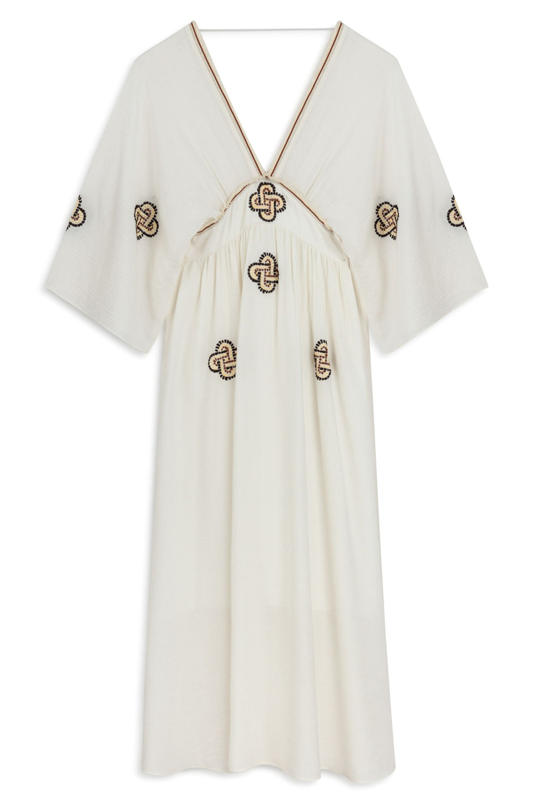 Ecru Maxi Dress with Embroidery Details