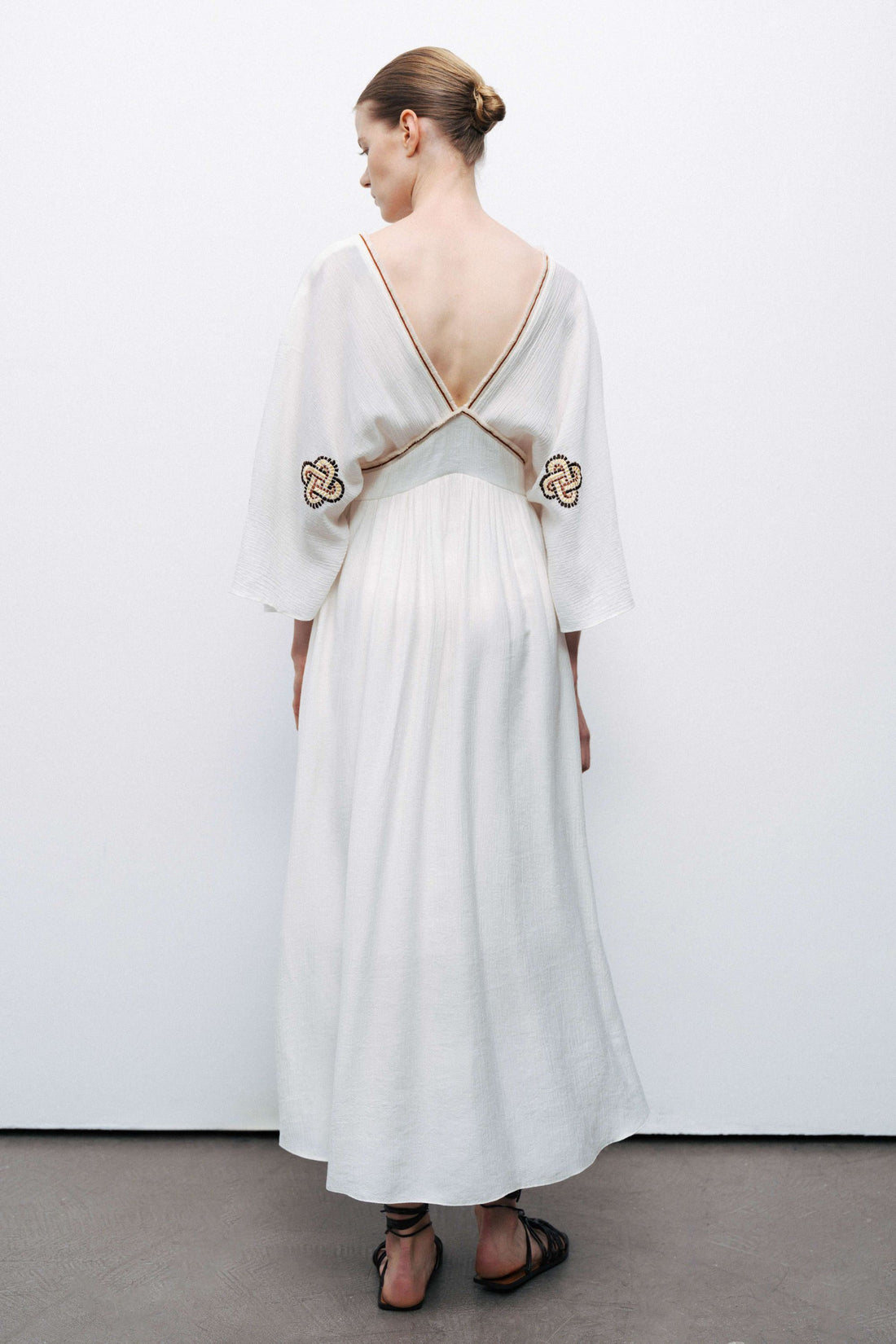 Ecru Maxi Dress with Embroidery Details