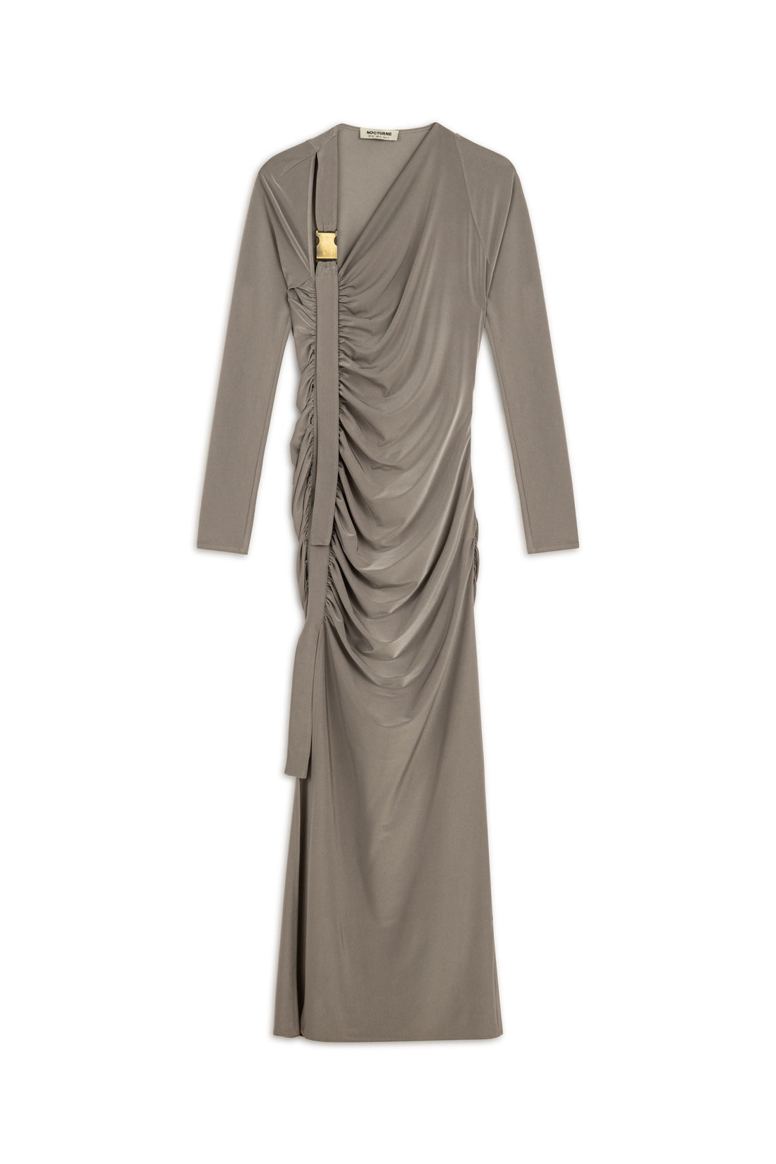 Mink Metal Buckle Detailed Maxi Dress