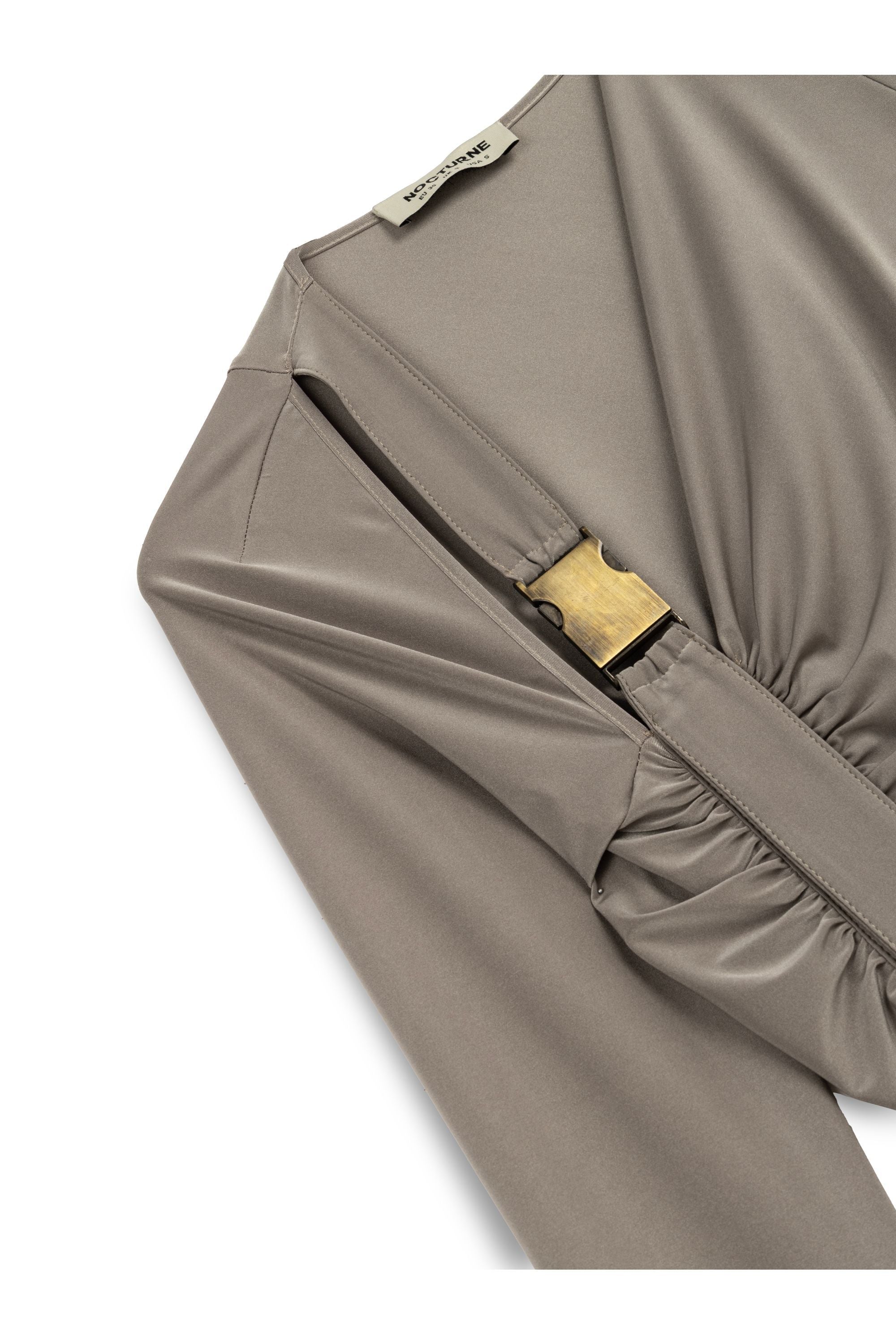 Mink Metal Buckle Detailed Maxi Dress