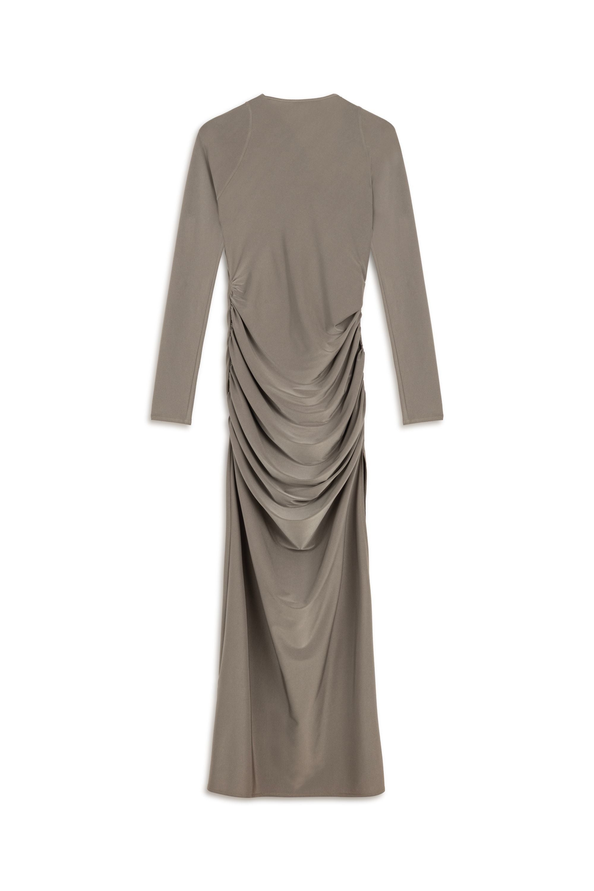 Mink Metal Buckle Detailed Maxi Dress