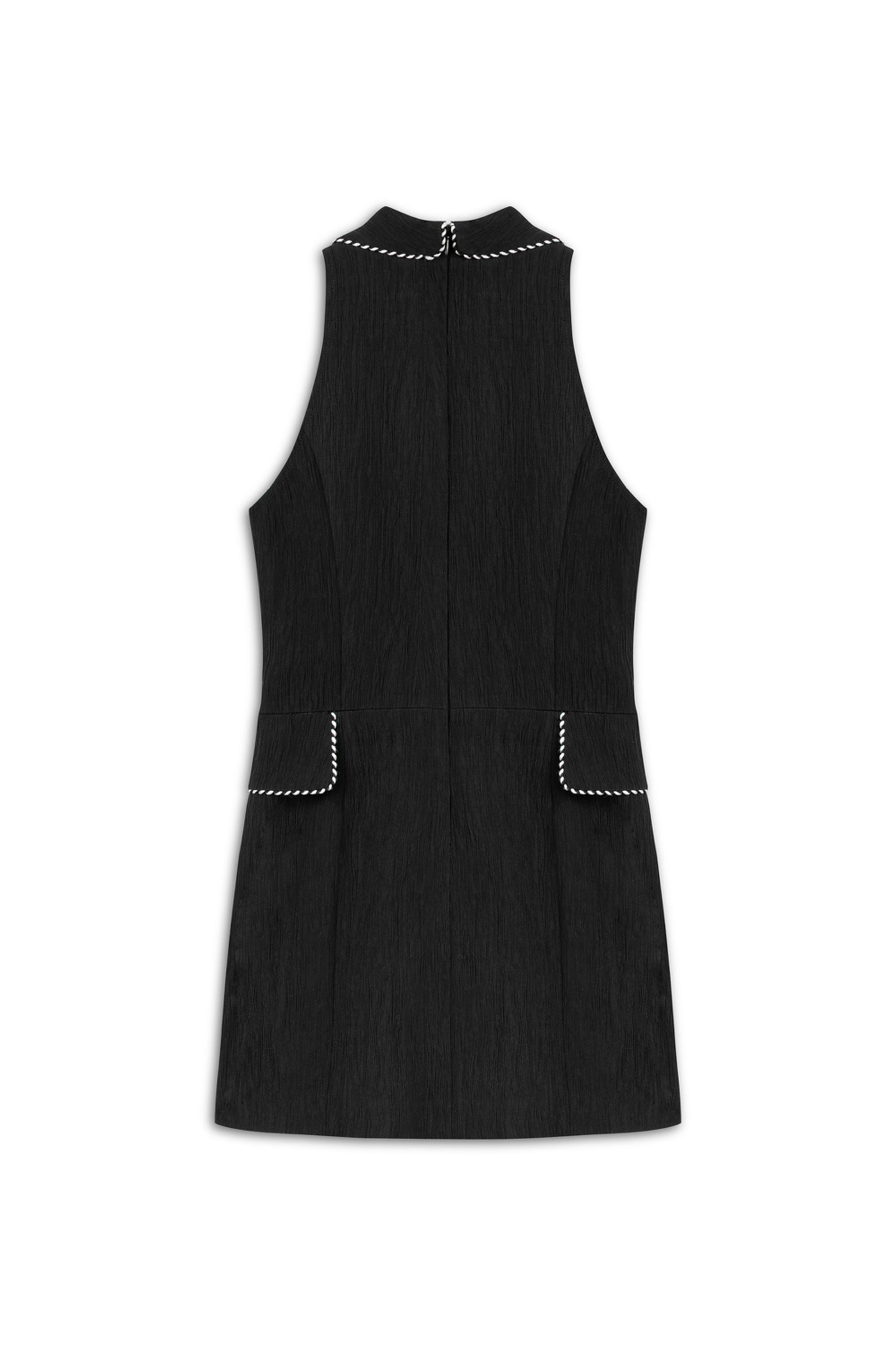 Black Pearl Accessory Buttoned Mini Dress