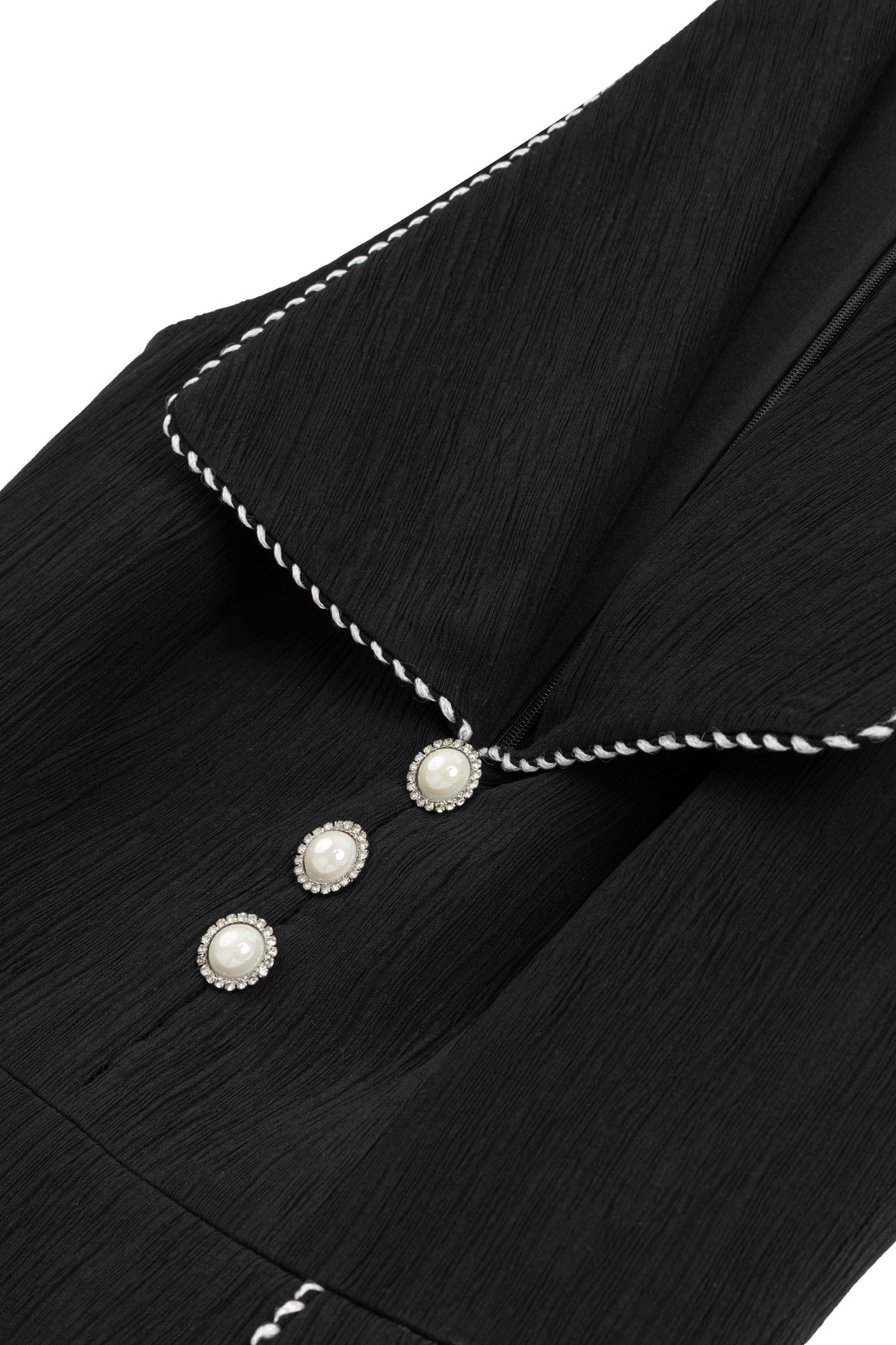 Black Pearl Accessory Buttoned Mini Dress