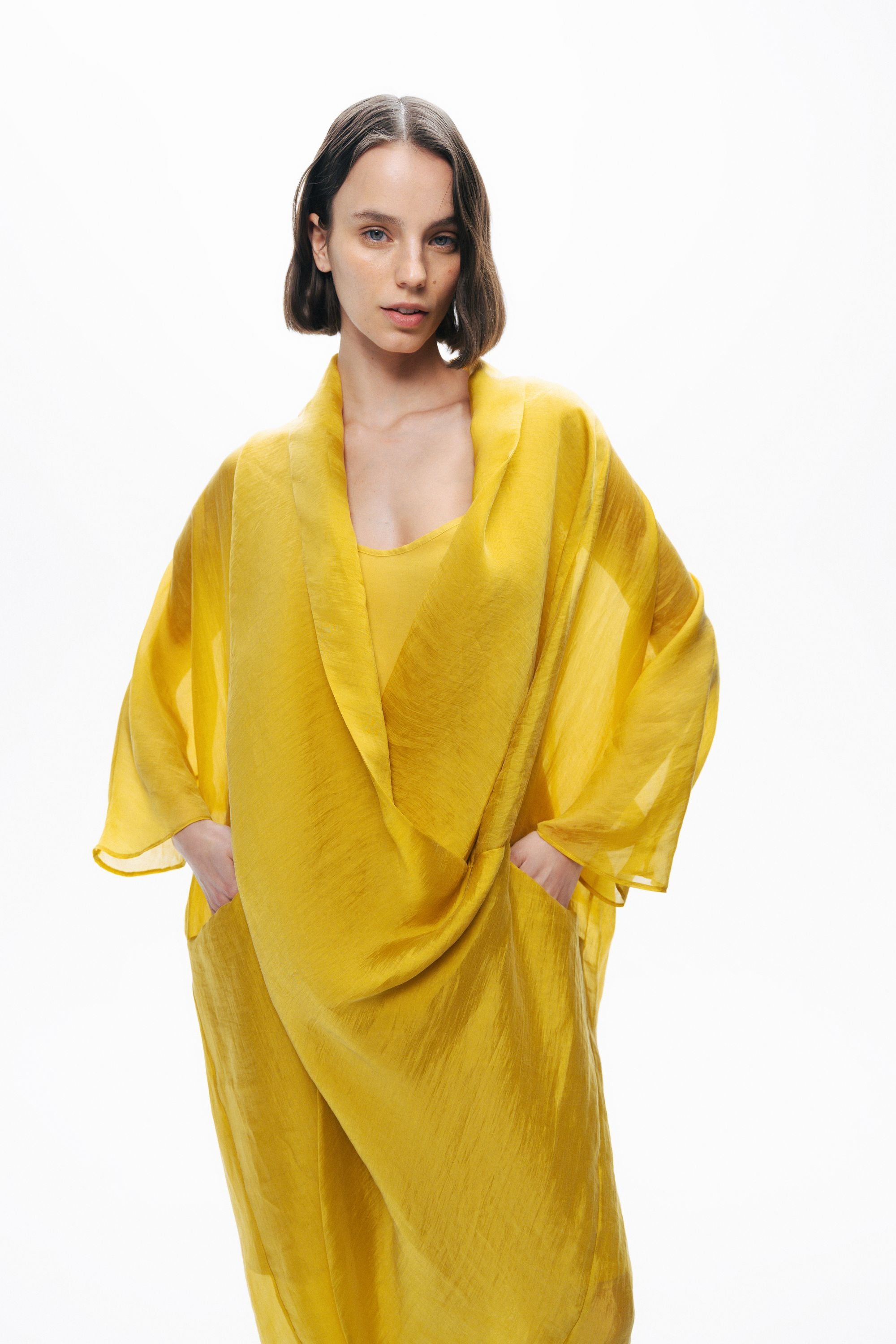 Yellow Oversized Midi Dress