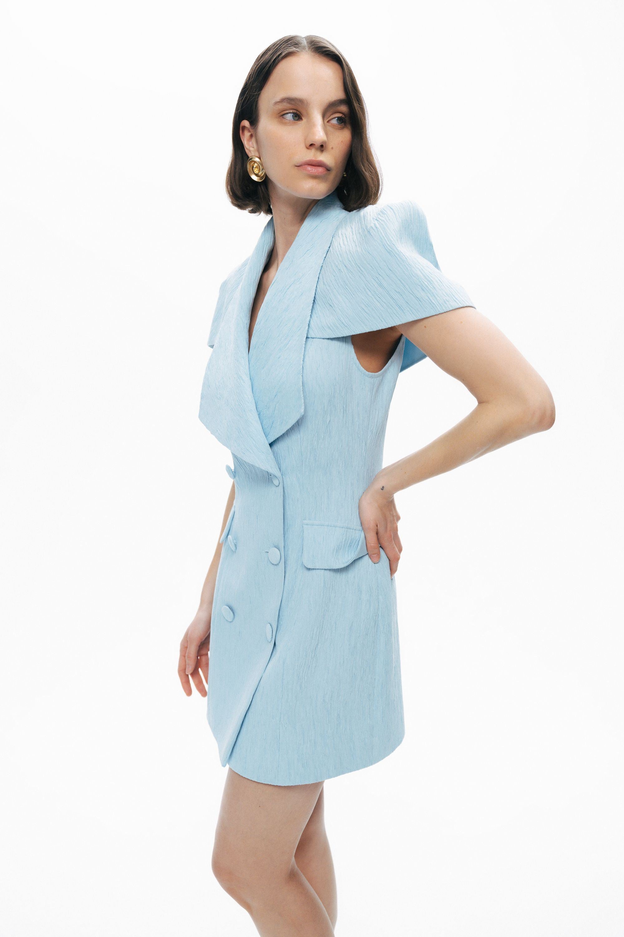 Blue Mini Dress with Bolero Detail