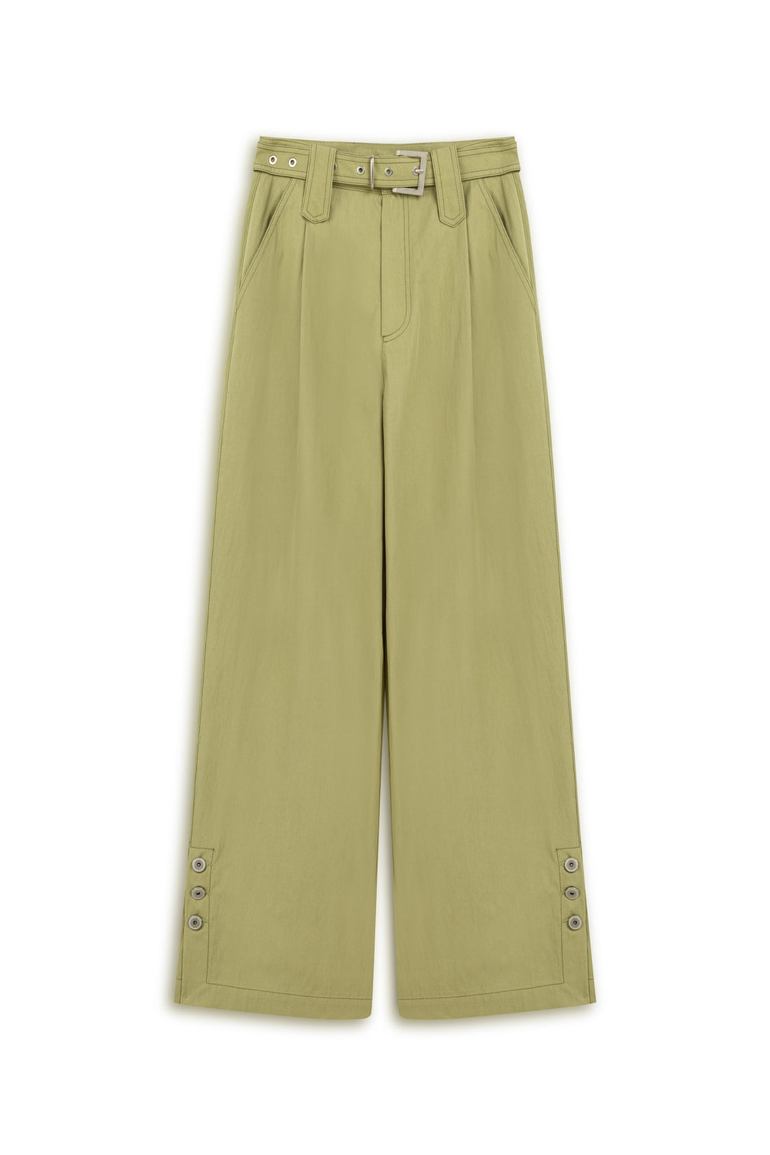 Metal Buckle Detailed Belted Pants