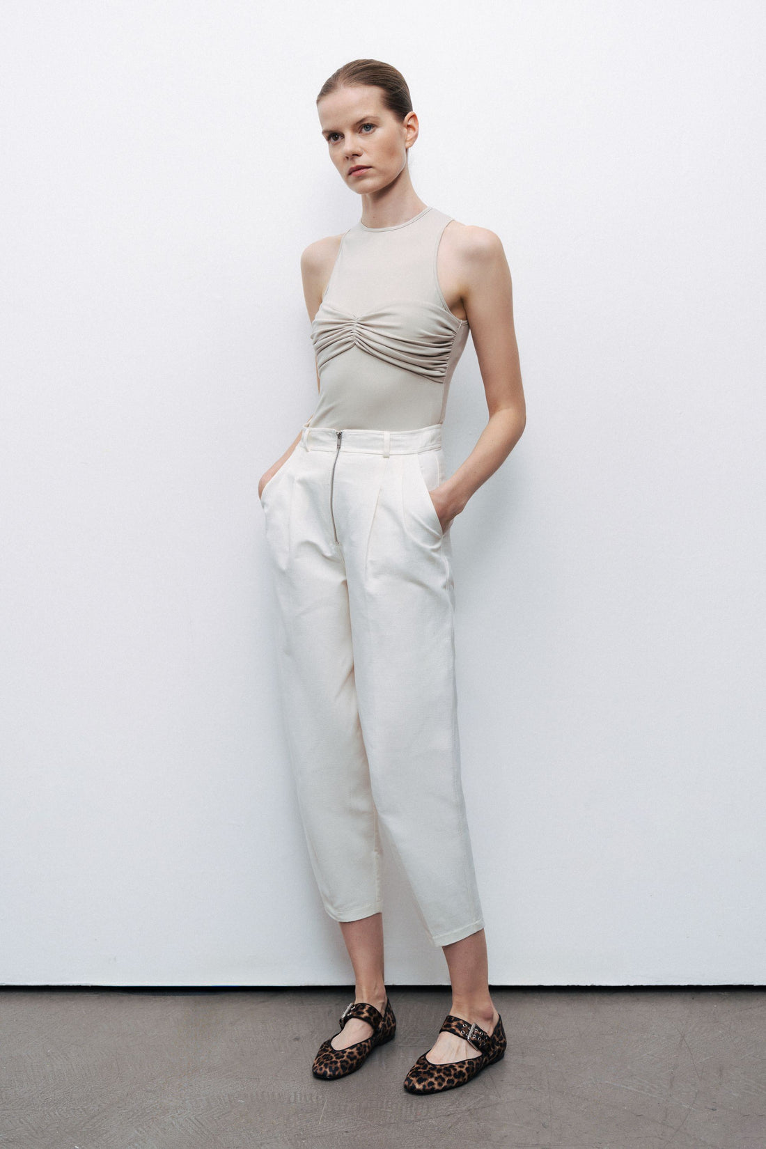 Ecru Balloon Cut Pants