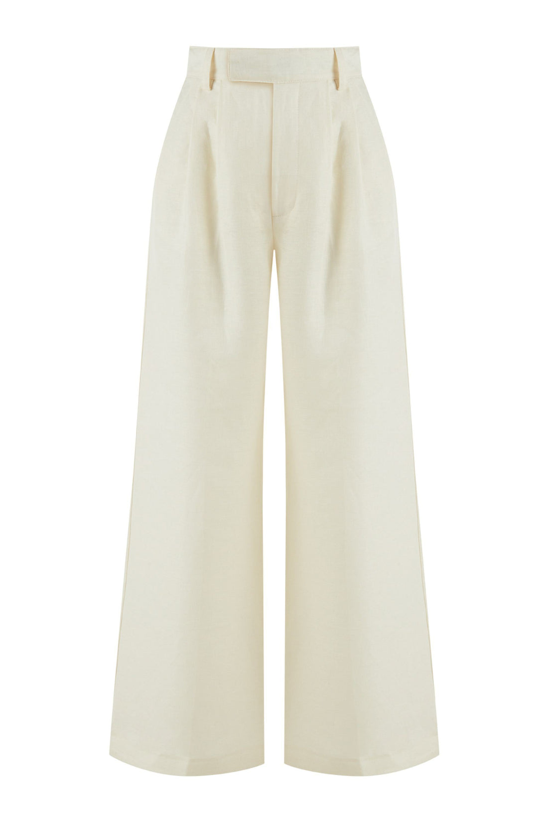 Ecru Wide-Leg Linen Pants