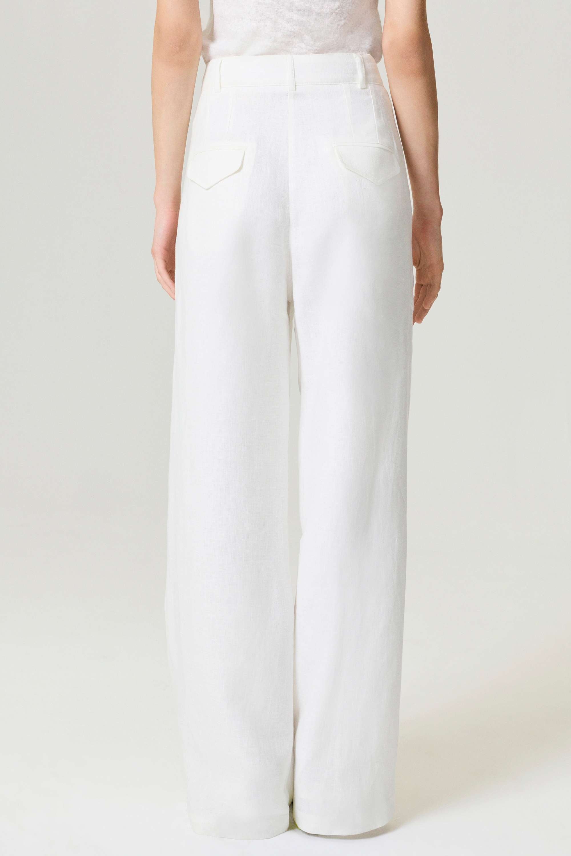 Ecru Wide-Leg Linen Pants
