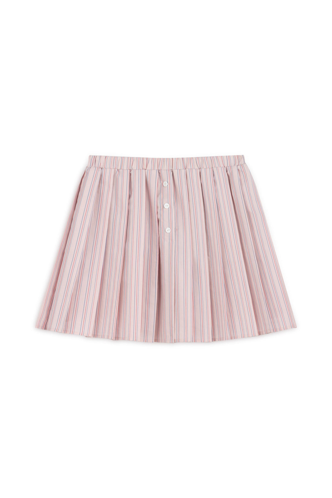 Pink Striped Pleated Mini Skirt