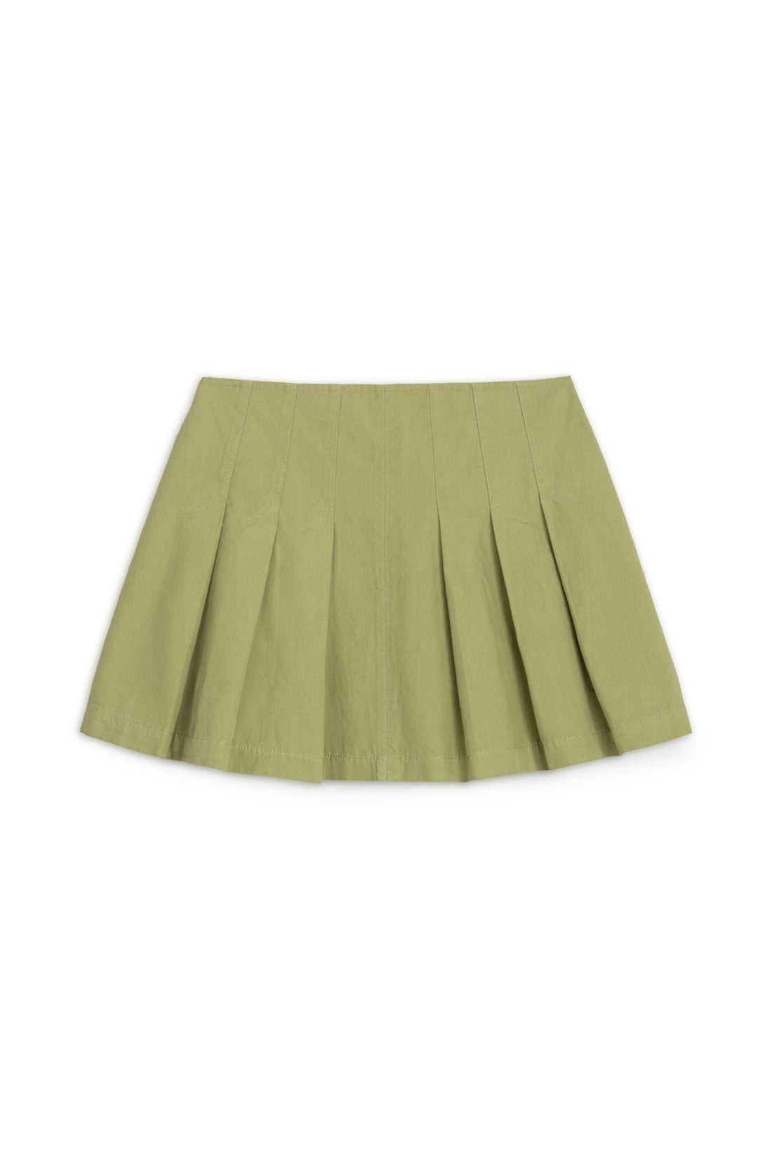Olive Pleated Mini Skirt