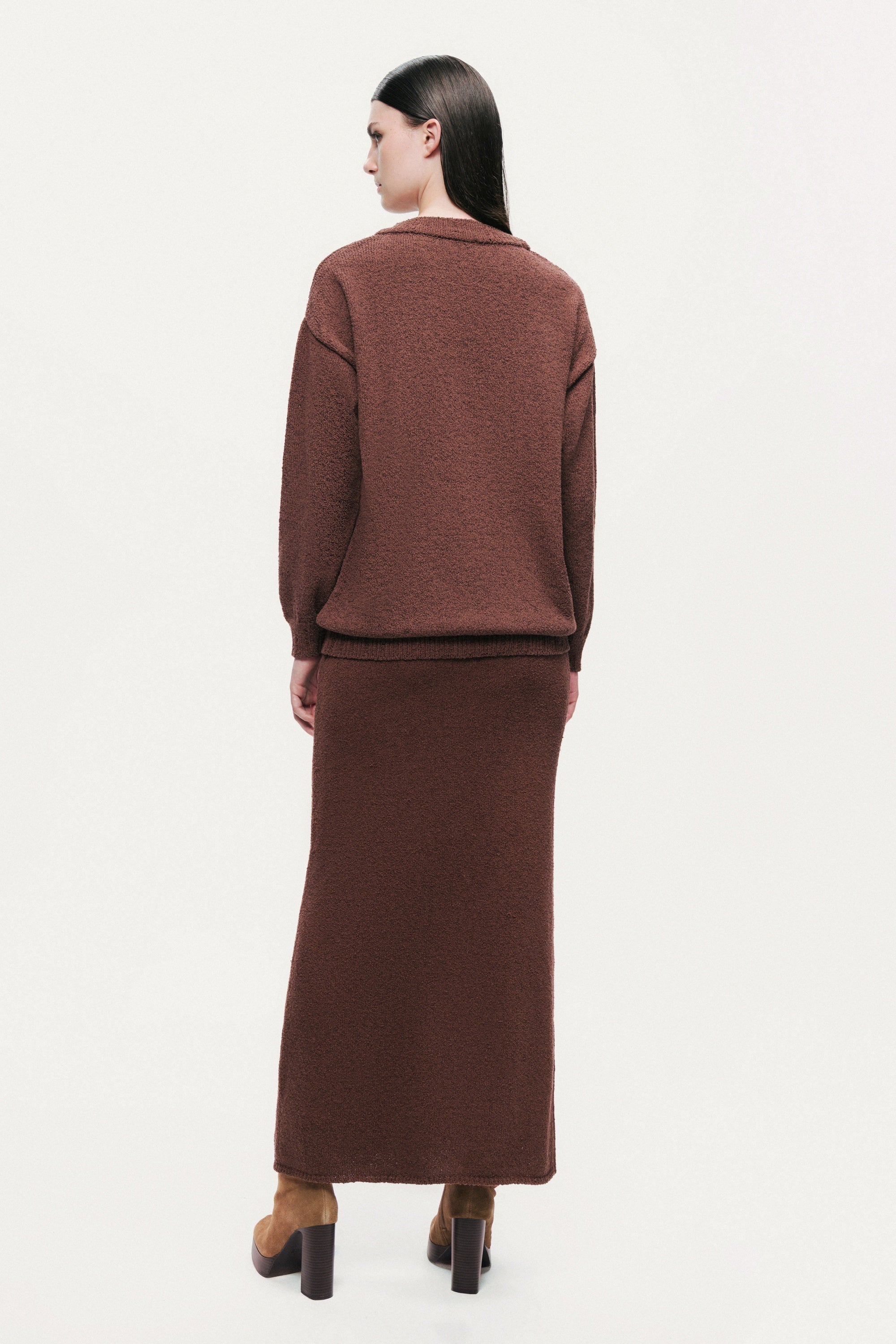 Embellished Ribbed Knit Maxi Skirt