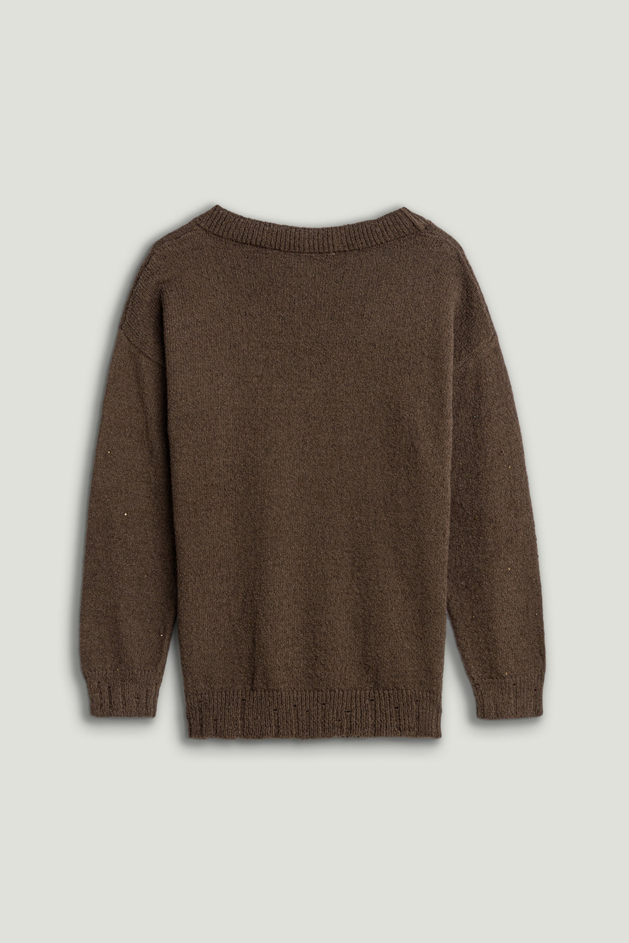 Embellished V-Neck Knit Sweater