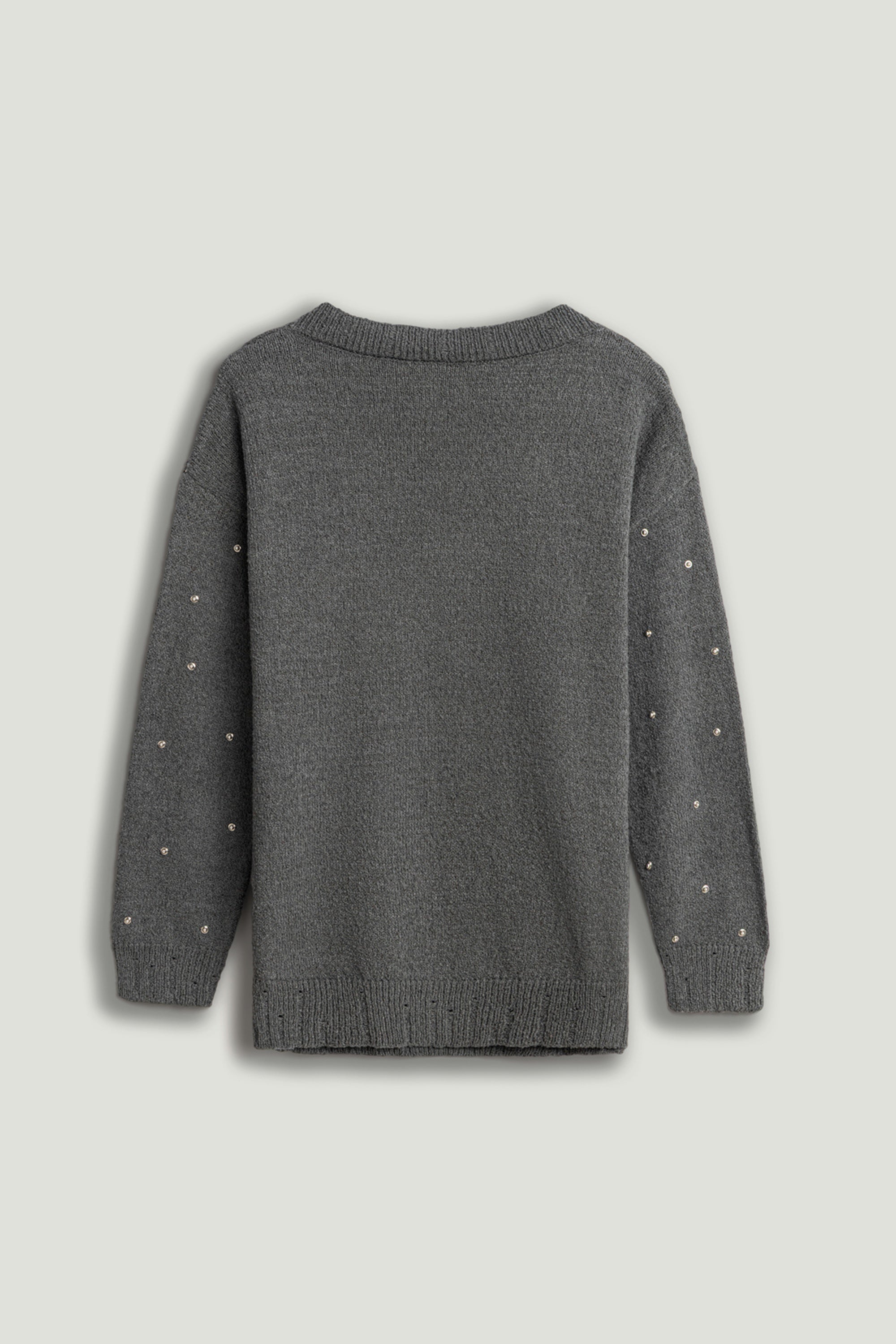 Embellished V-Neck Knit Sweater
