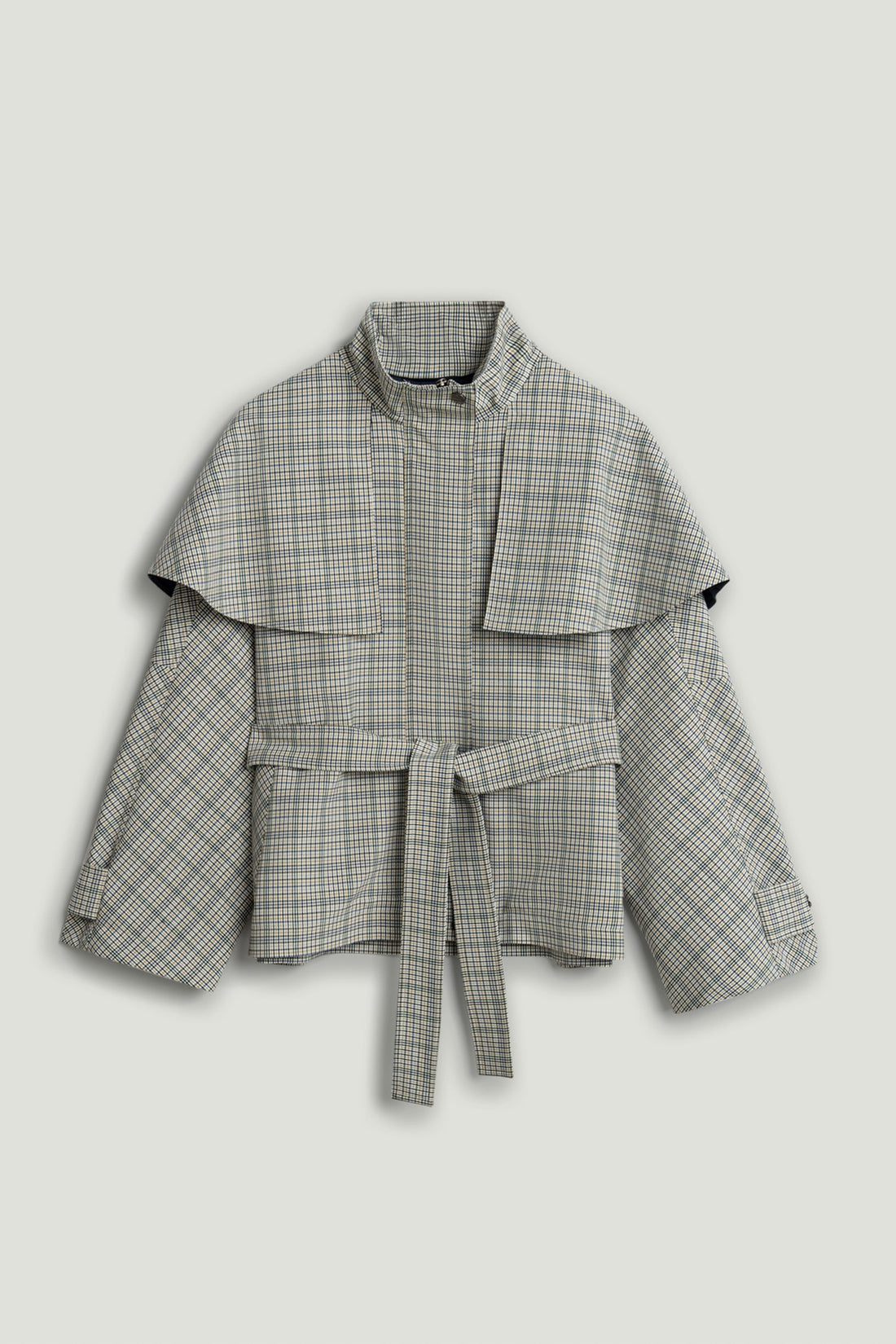 Belted Glen Check Cape Trench