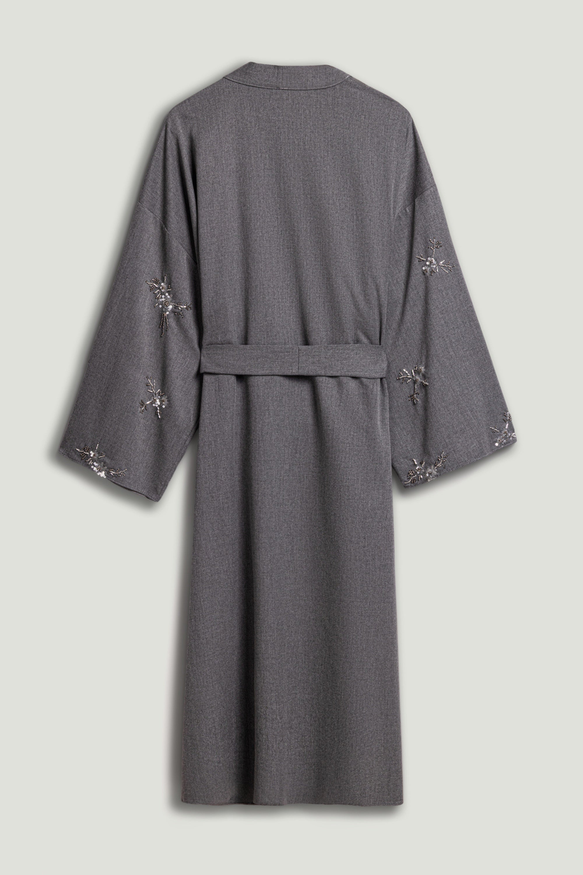 Beaded Embroidered Belted Maxi Kimono