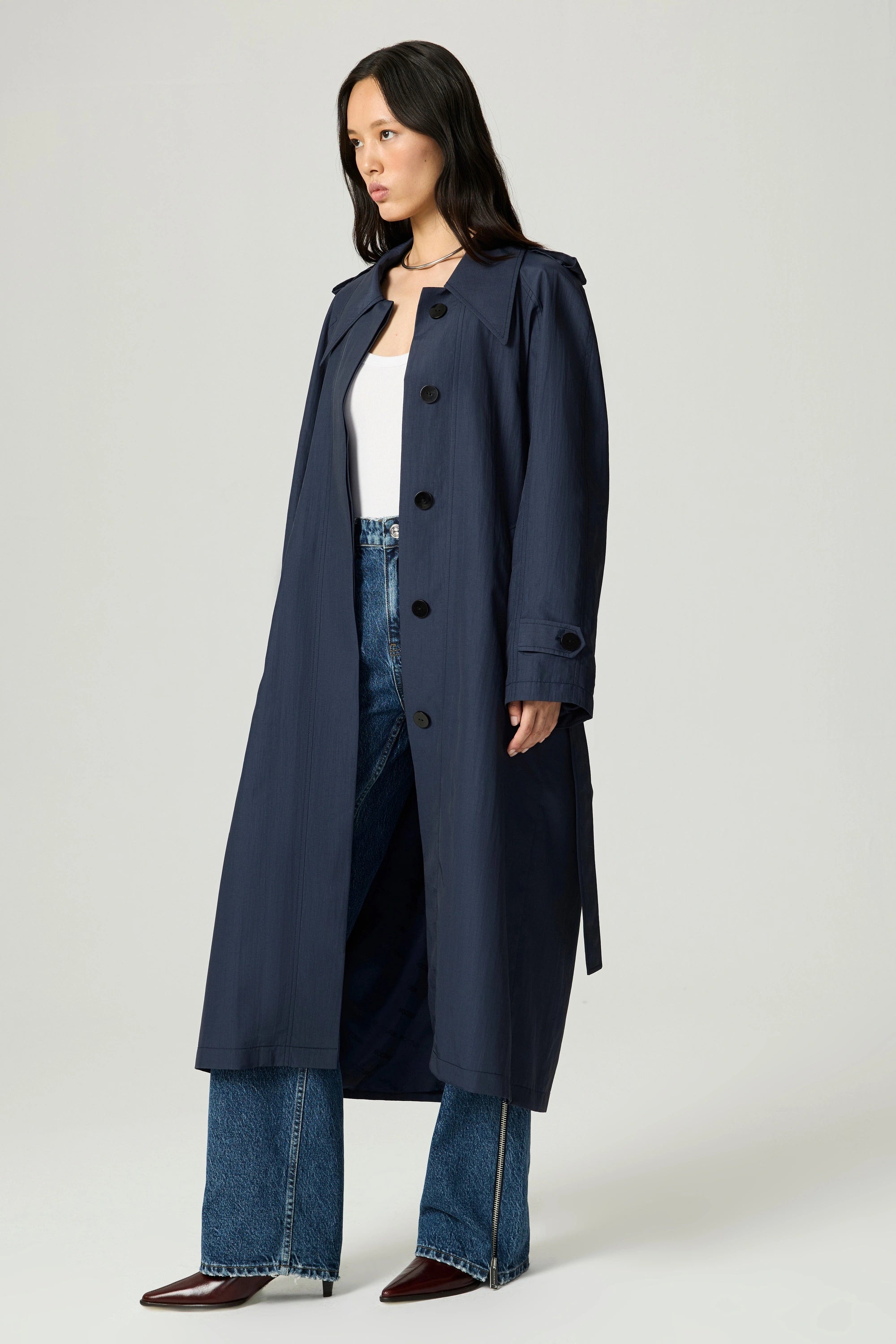 Single-Breasted Cotton Trench Coat