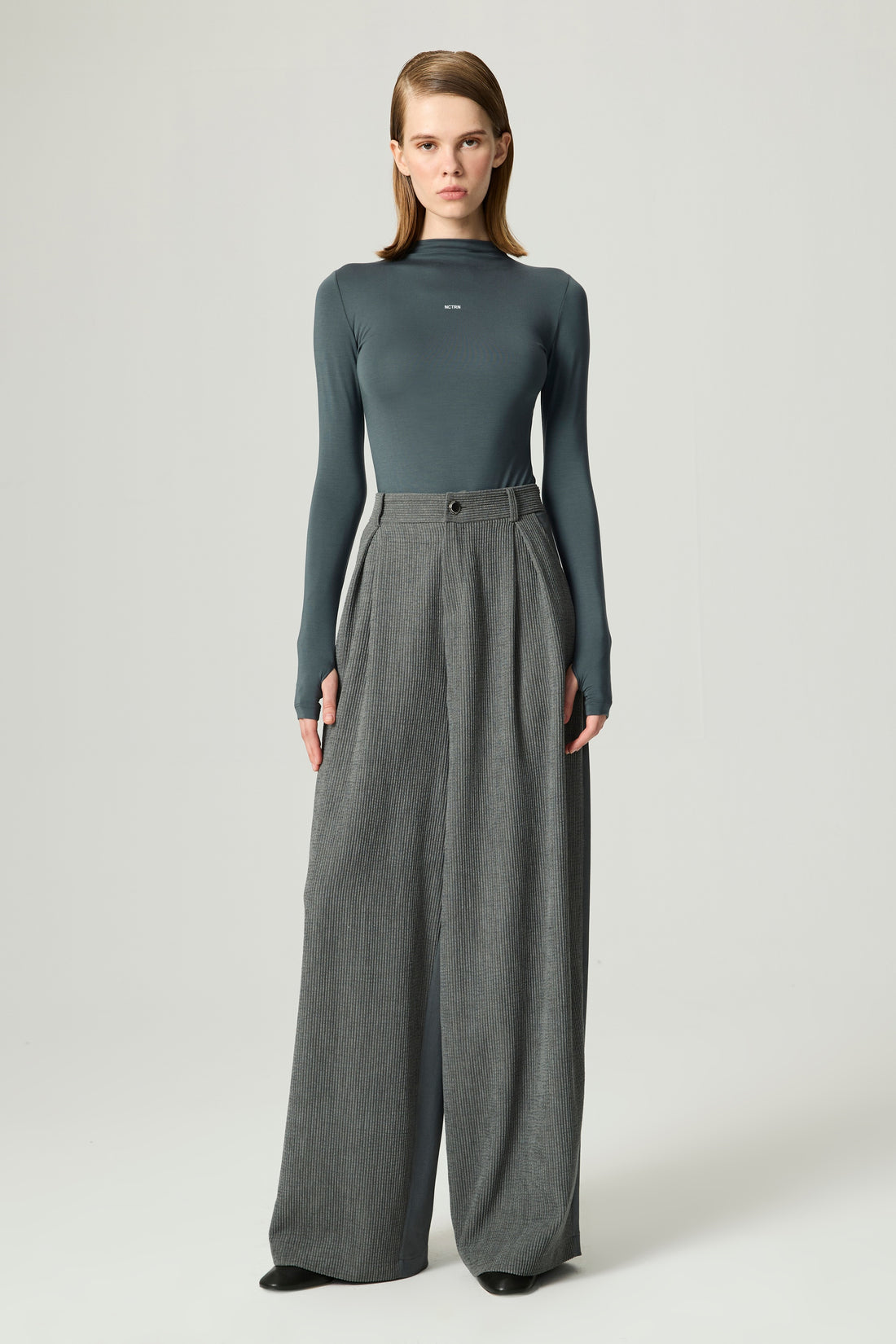 Long-Sleeve Mock-Neck Jersey Bodysuit