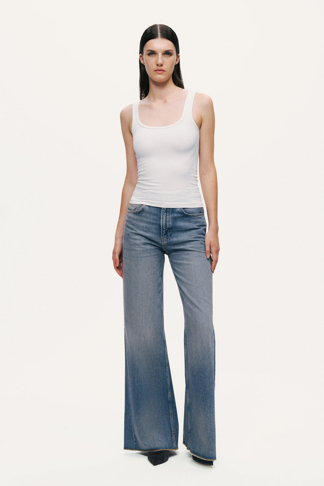 Ecru Printed Sleeveless Crop Top