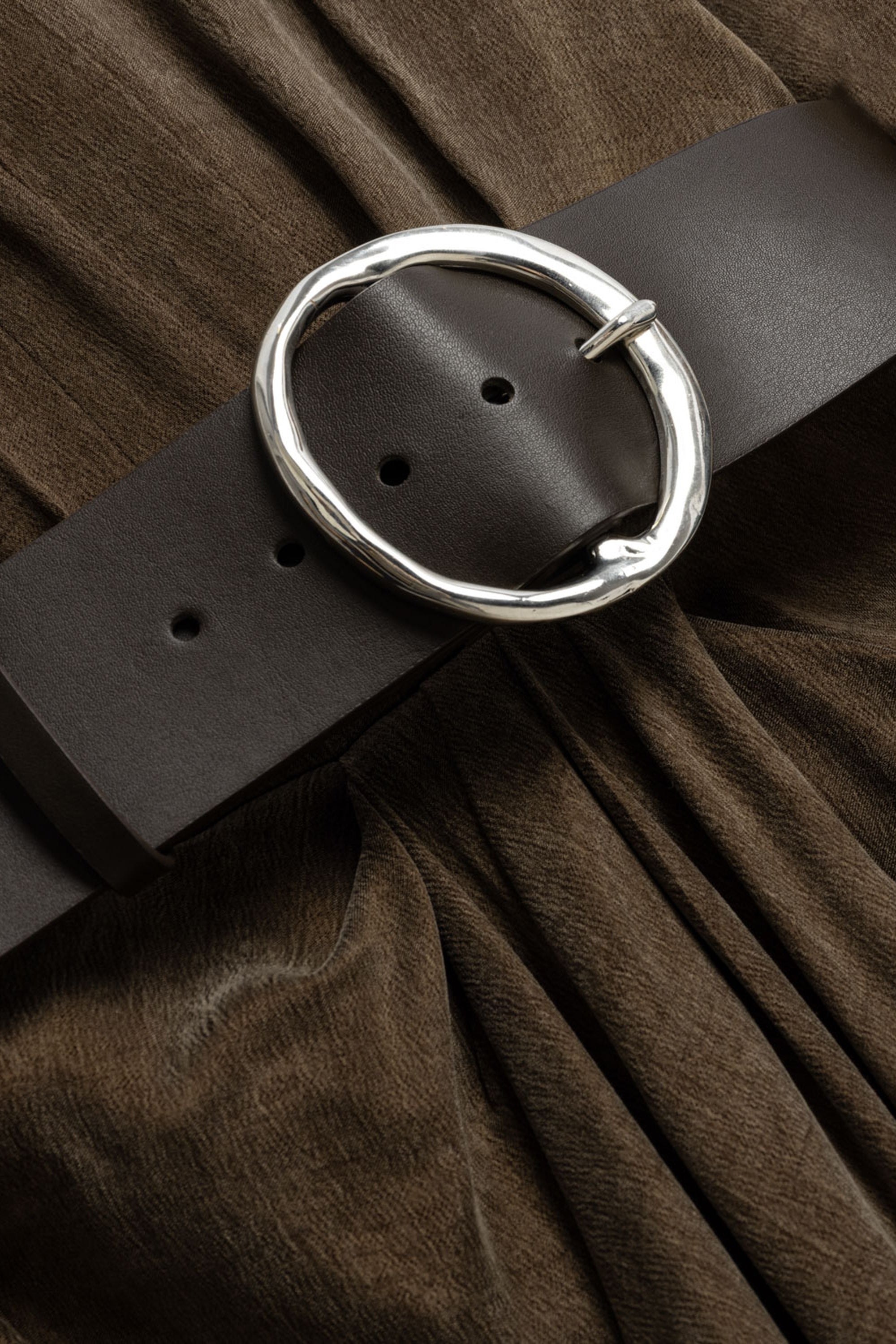 Belted Draped Shirt-Collar Maxi Dress