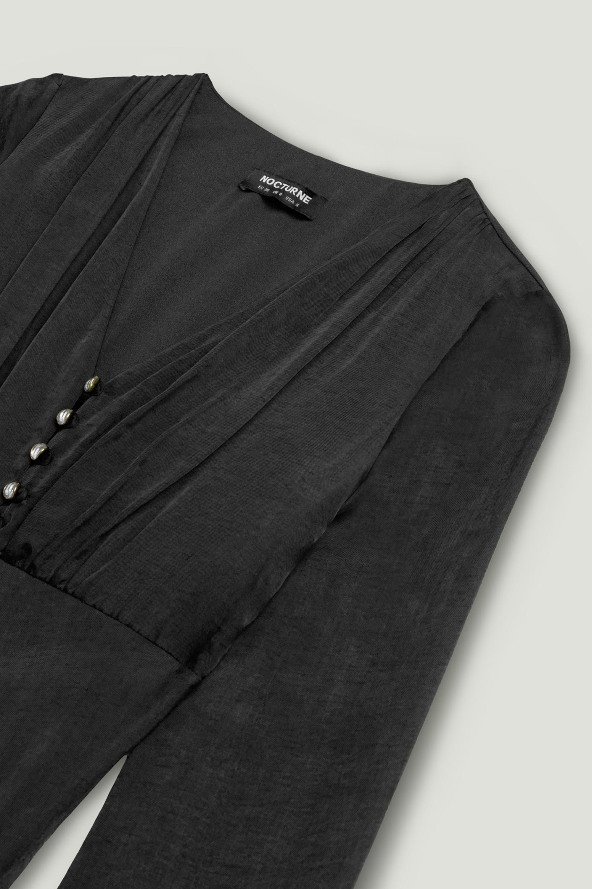 Black Crystal Button Detailed Maxi Dress