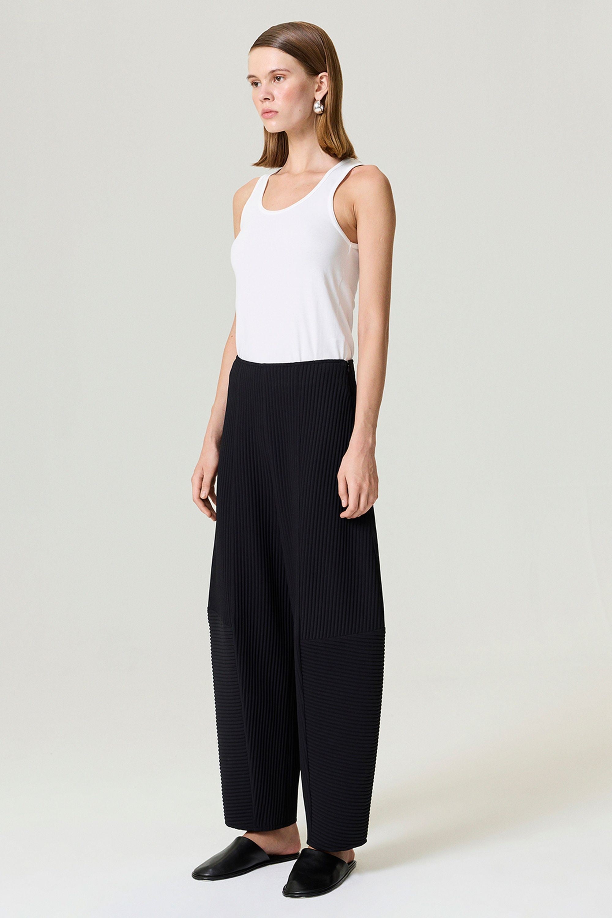Black Cord Detailed Pants