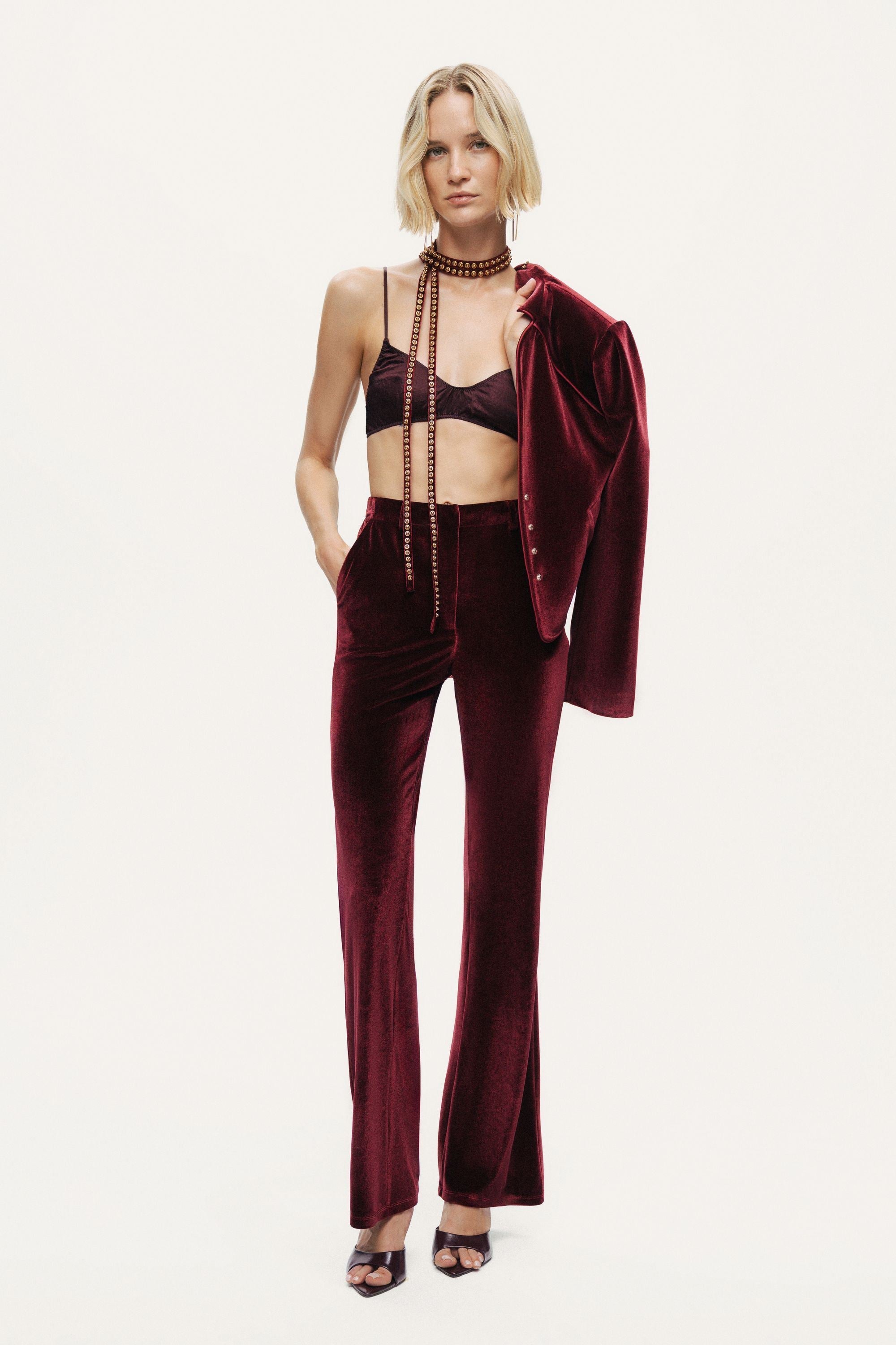 Velvet Bootcut Trousers