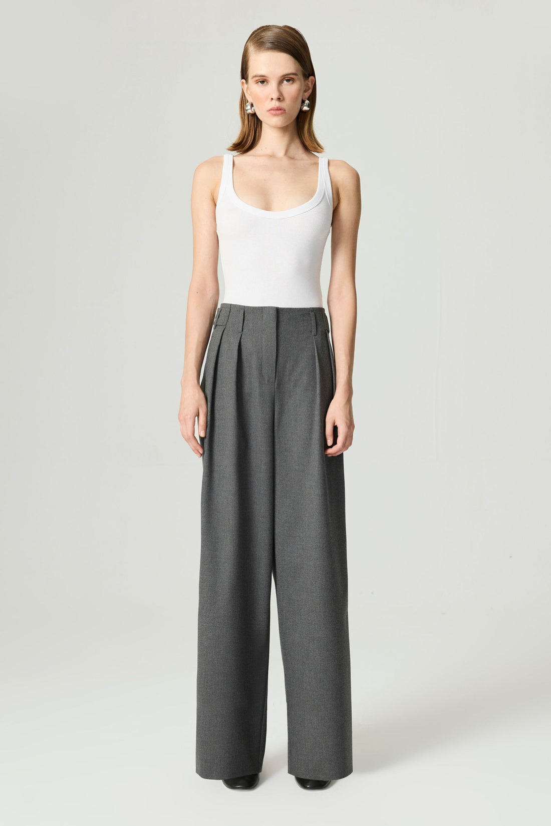 High-Waist Pleated Wide-Leg Pants