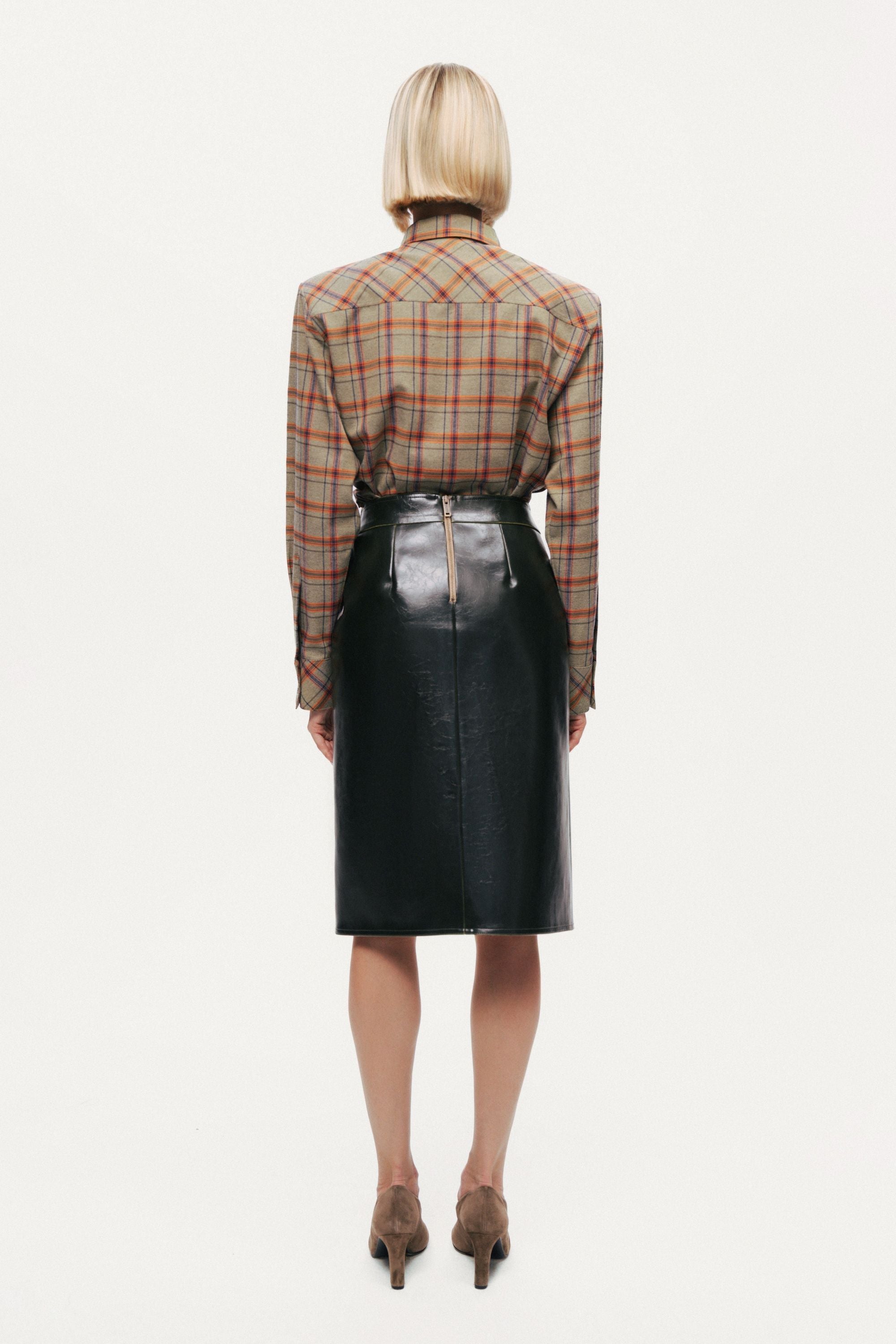 Buckle Detail Front-Slit Skirt