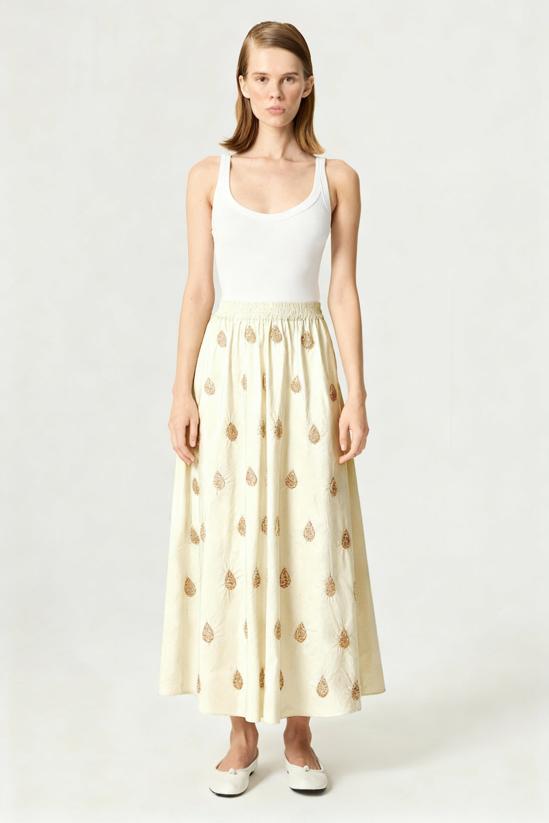 Beaded Embroidered Maxi Skirt