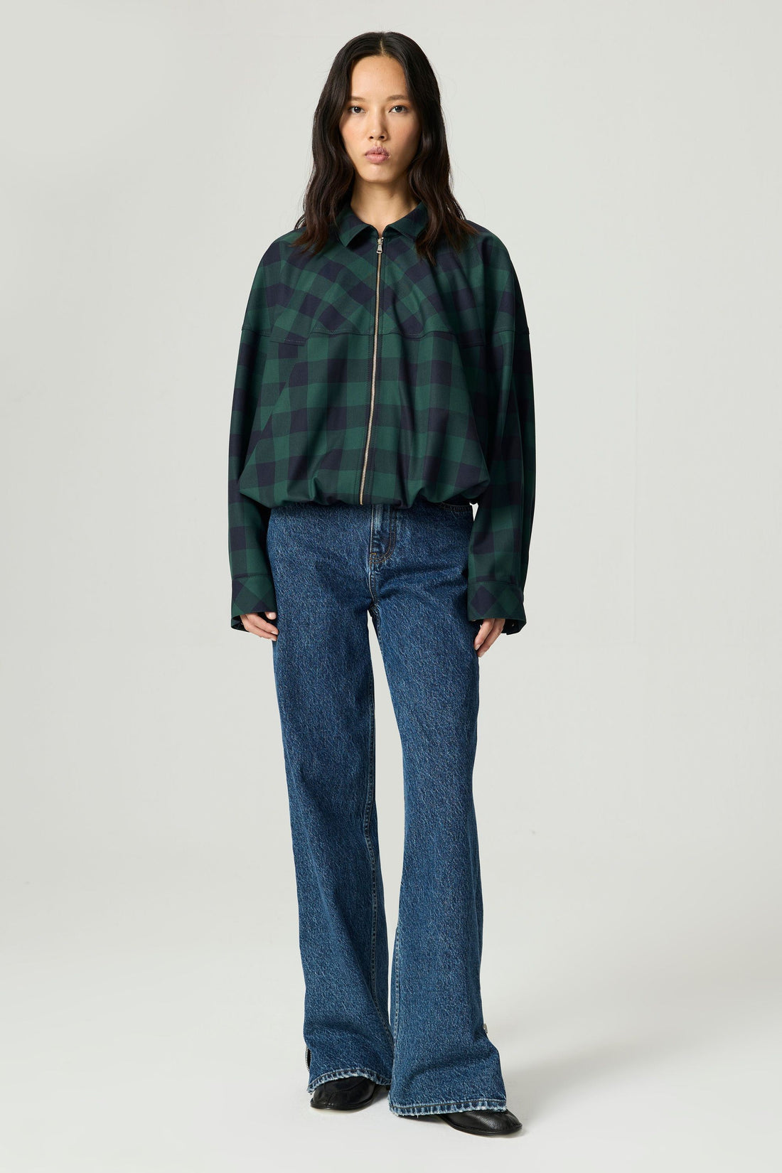 Checked Zip-Front Jacket