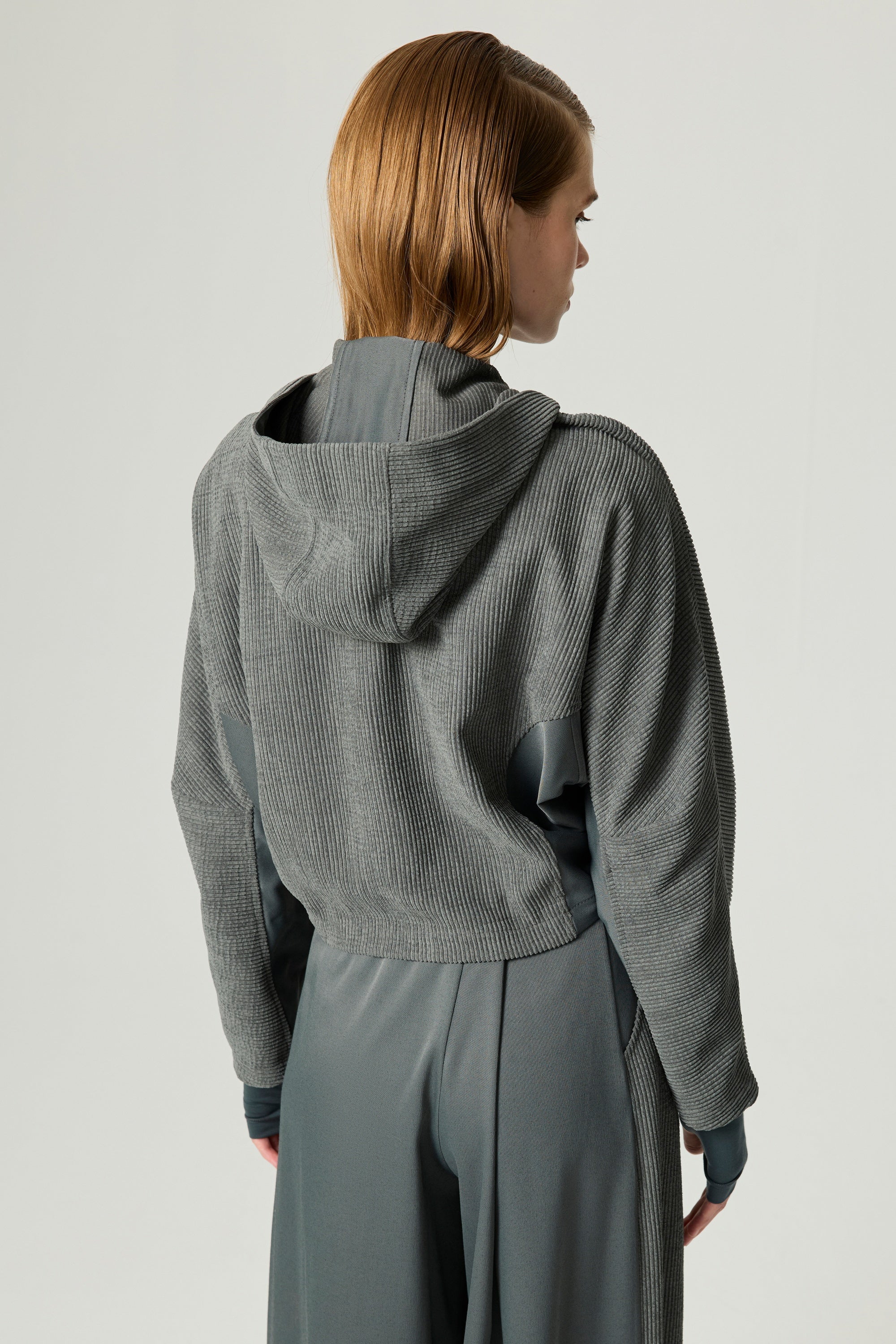 Ribbed Zip-Up Hoodie Jacket