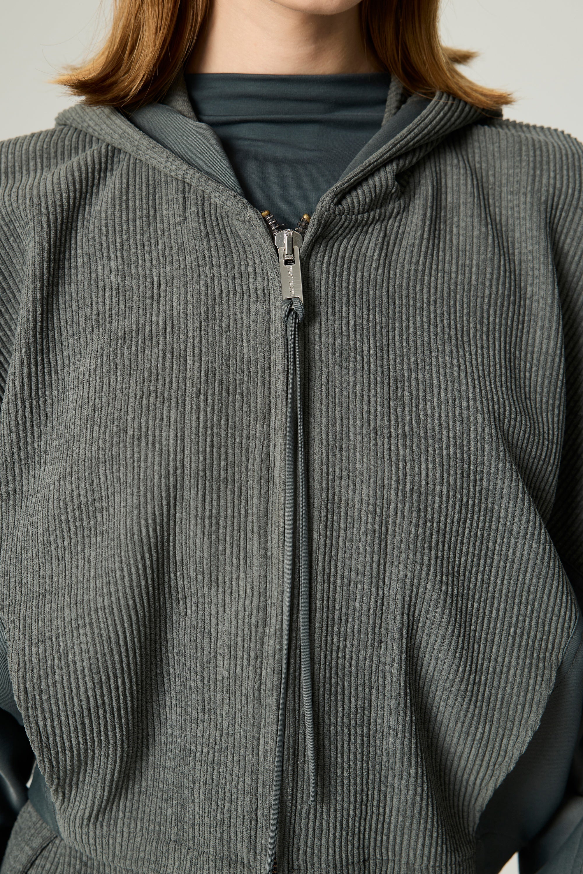 Ribbed Zip-Up Hoodie Jacket
