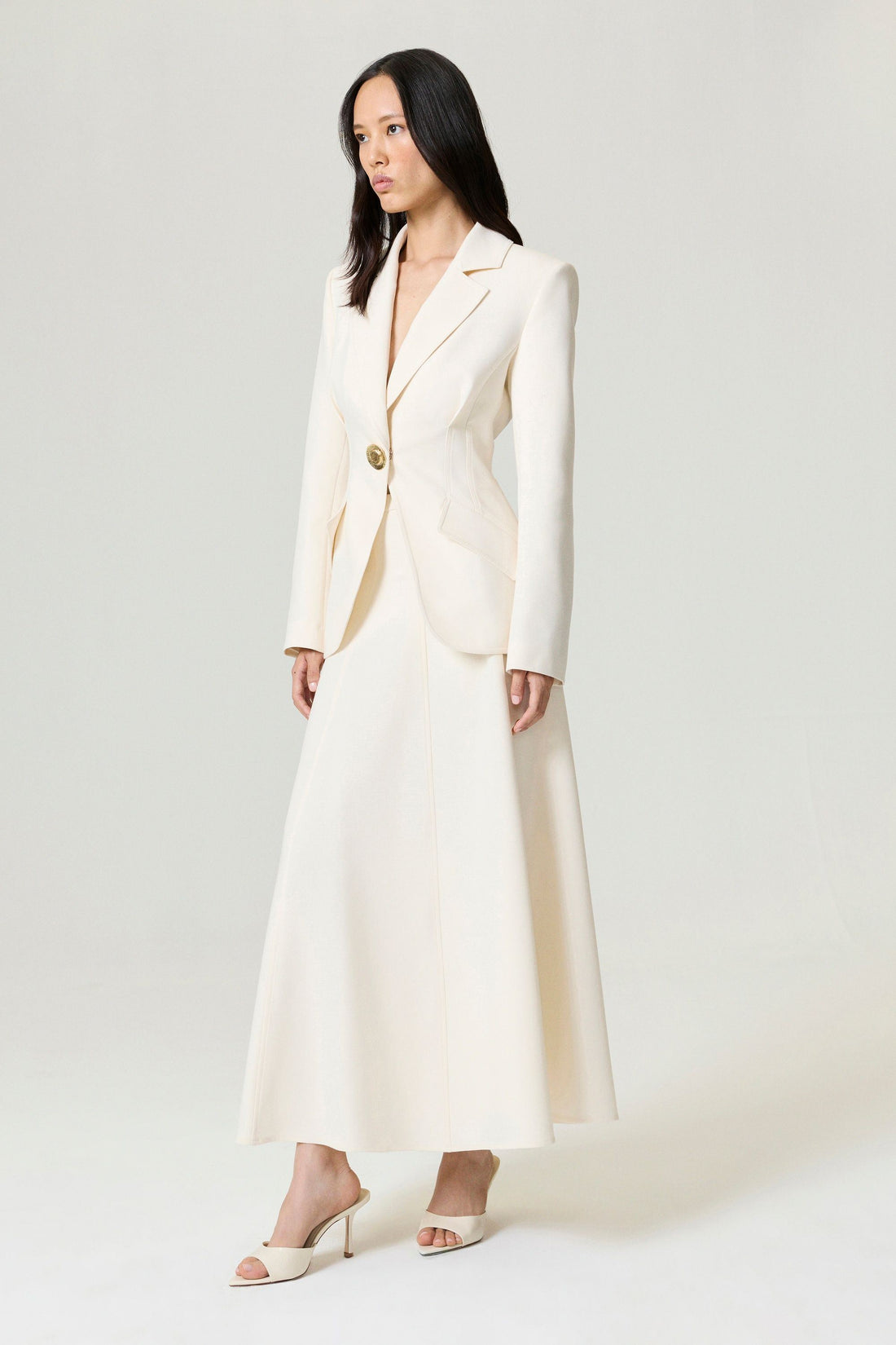 Gold Accent Padded Shoulder Jacket