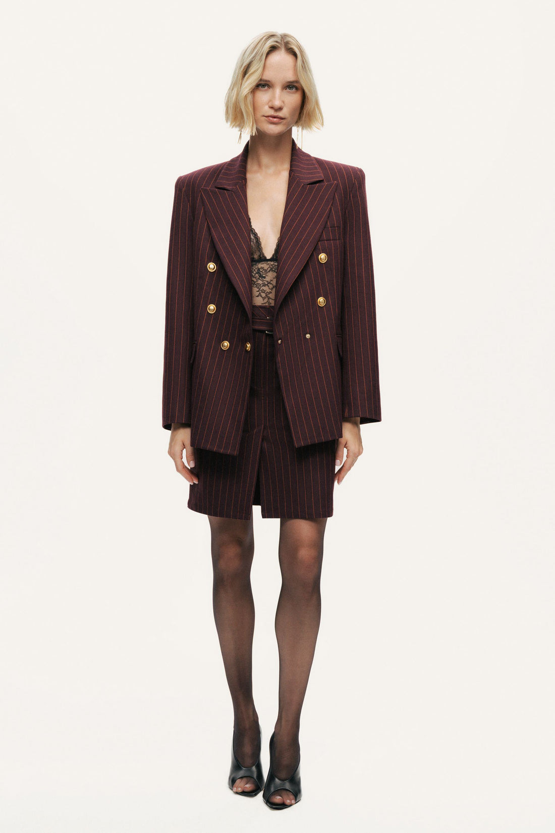 Pinstripe Double-Breasted Blazer